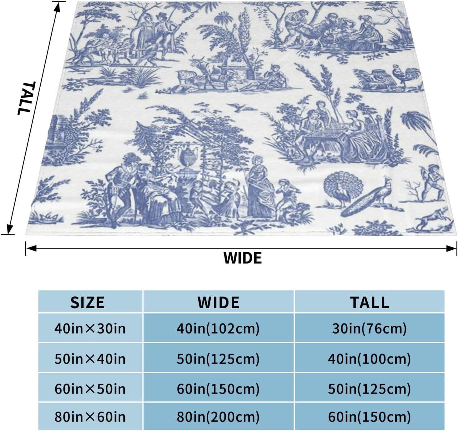 Marseilles Toile Willow Ware Blue White Throw Blanket 50"X40" Lightweight Flannel Throws Blankets for Couch Bed Sofa Living Room Bedroom Home Decor,Soft Cozy Fluffy Fuzzy Plush Blanket for All Season - Image 4