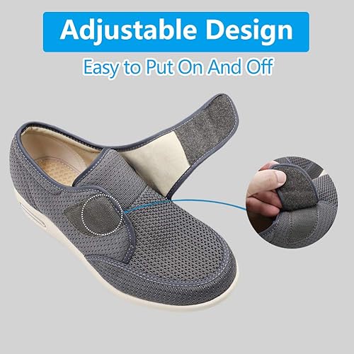 Miniatura 9 de MEJORMEN Zapatos para diabéticos con edema para hombre, ajustables, de ancho ancho, para caminar, ortopédicos, ligeros, cómodos, informales, para