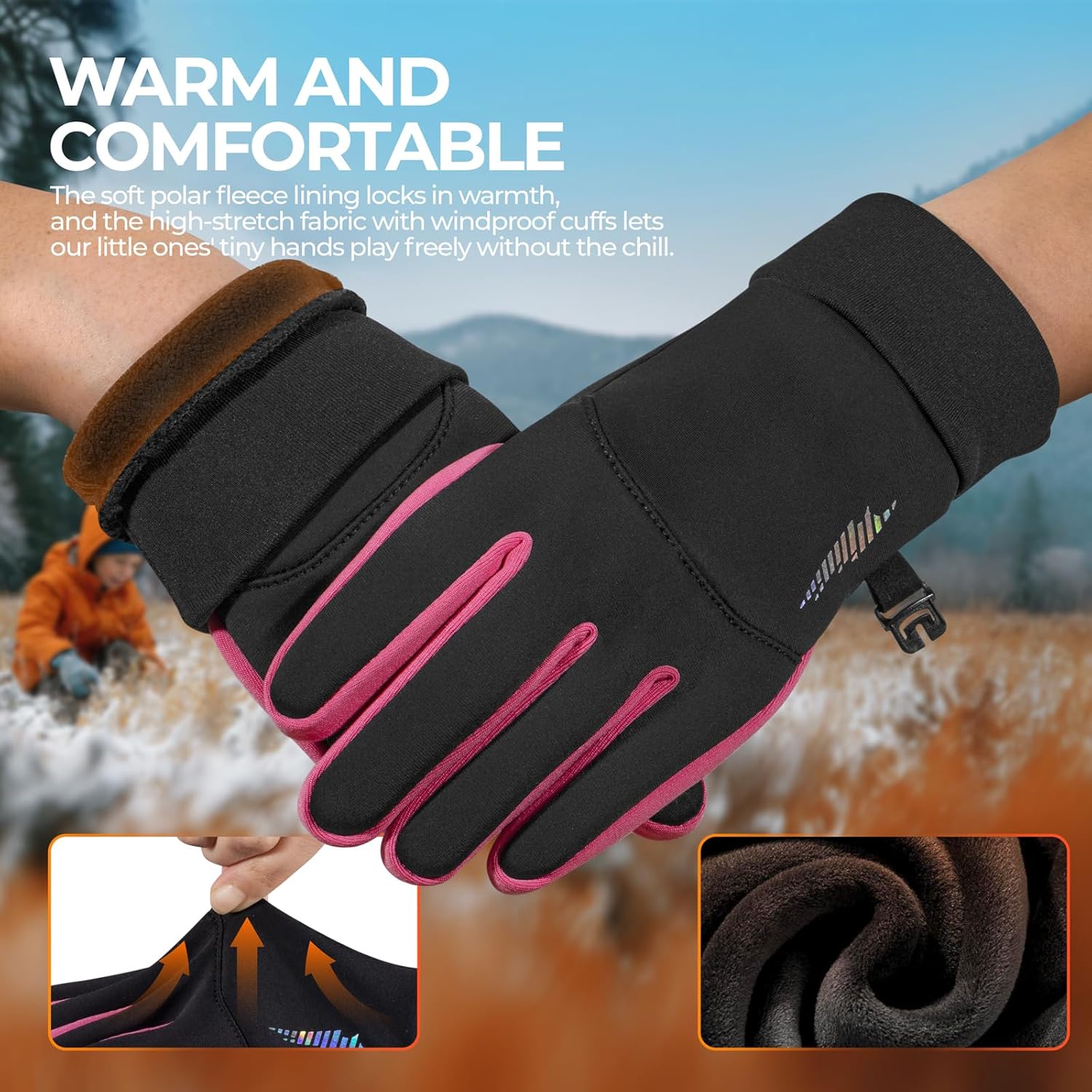 rivmount Kids Warm Winter Gloves Touchscreen Water-Resistant Cycling Running Skiing in Outdoor Cold Weather for Boy Girl