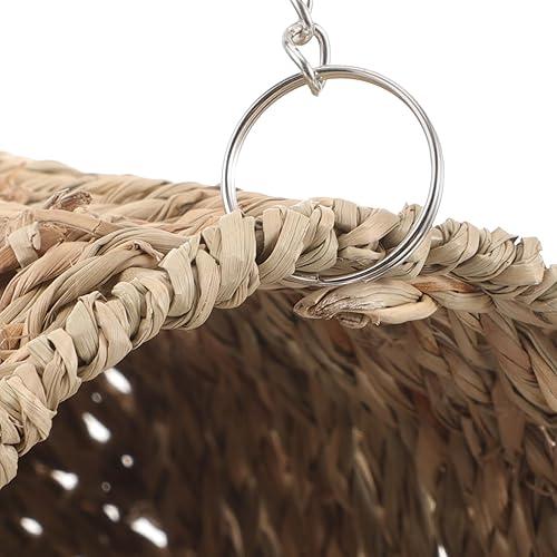 Miniatura 7 de POPETPOP Hamaca de túnel tejida de paja para hámster natural, nido, cama colgante, hámster, jerbo, azúcar, planeador, rata, algas marinas, juguete