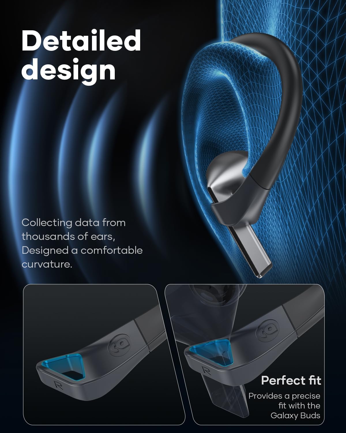 Gcioii Memory Titanium Alloy Ear Hooks for Samsung Galaxy Buds 3 Pro, Galaxy Buds 3 FE, Galaxy Buds 3 [Added Anti-Lost Lanyard], Anti-Slip Sports Accessories Ear Hooks, Comfortable Fit (Black) - Image 6