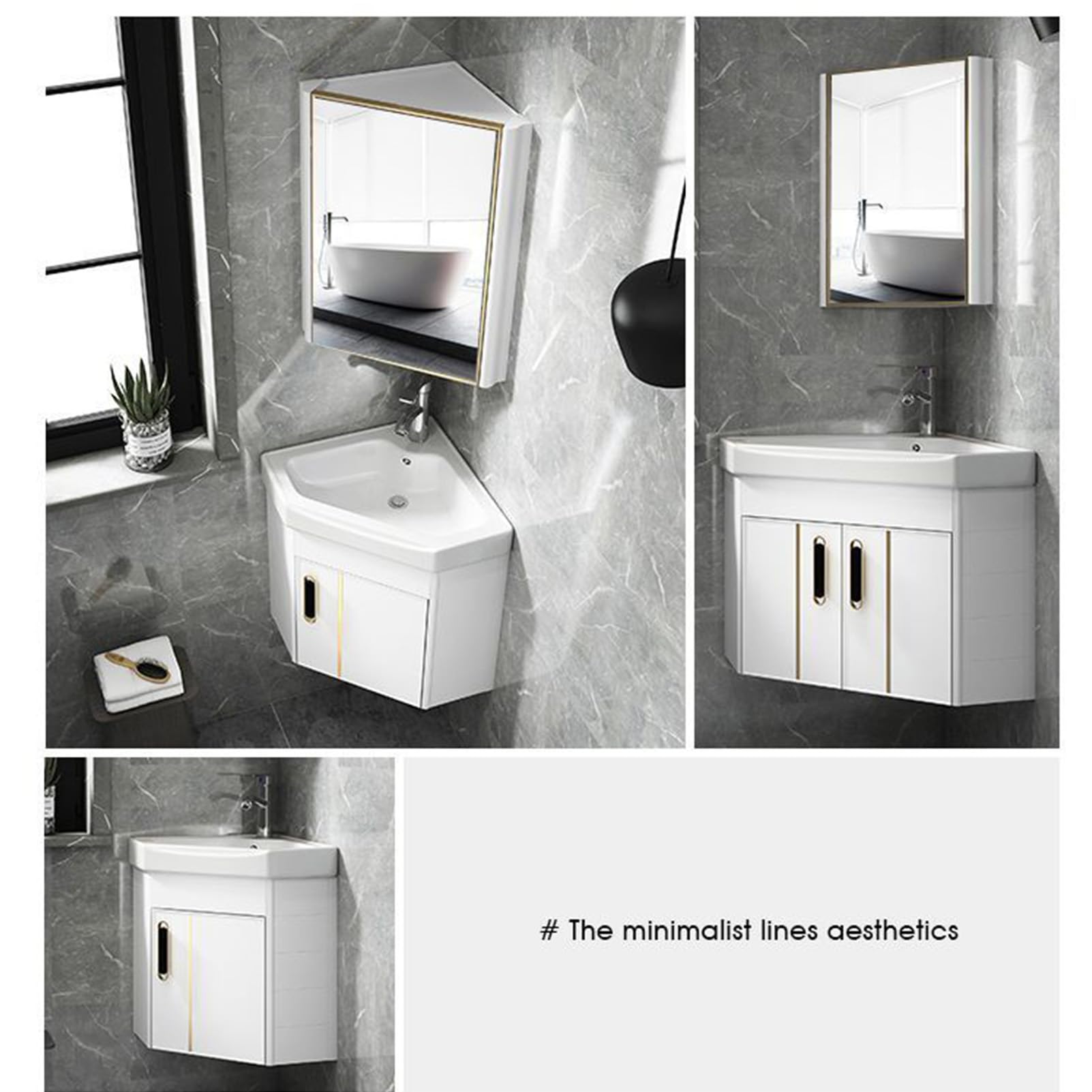 mueble baño con Lavabo suspendido pared 38cm, Lavabo sobre encimera con grifo, lavabo pequeño esquinero de cerámica, Diseño compacto, para cocinas compactas, cocinas, caravana, baños