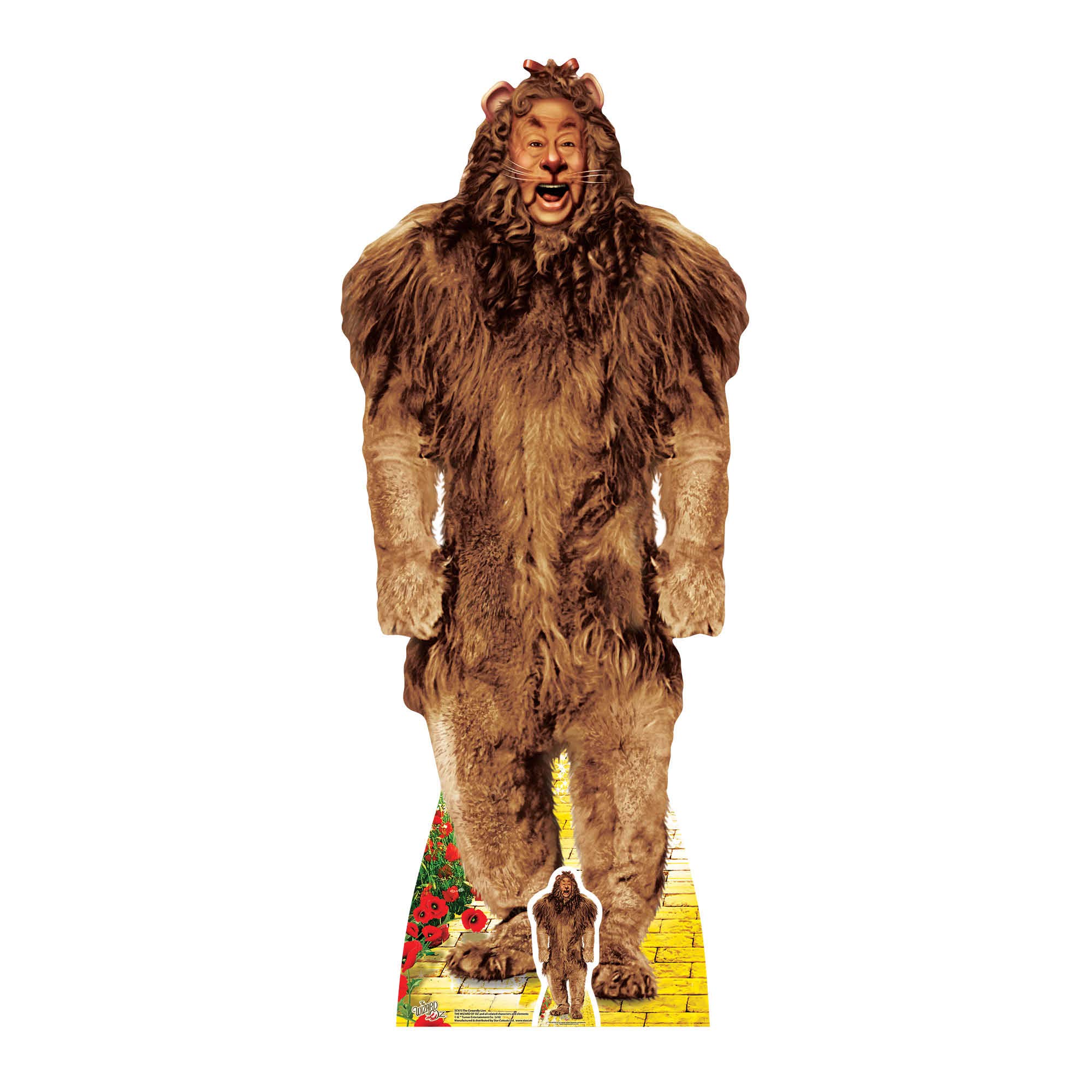 Star Cutouts Ltd The Cowardly Lion from The Wizard of Oz Life Size Cardboard Cut Out with Mini Table top, Multi-Colour, 164 x 69 x 164 cm