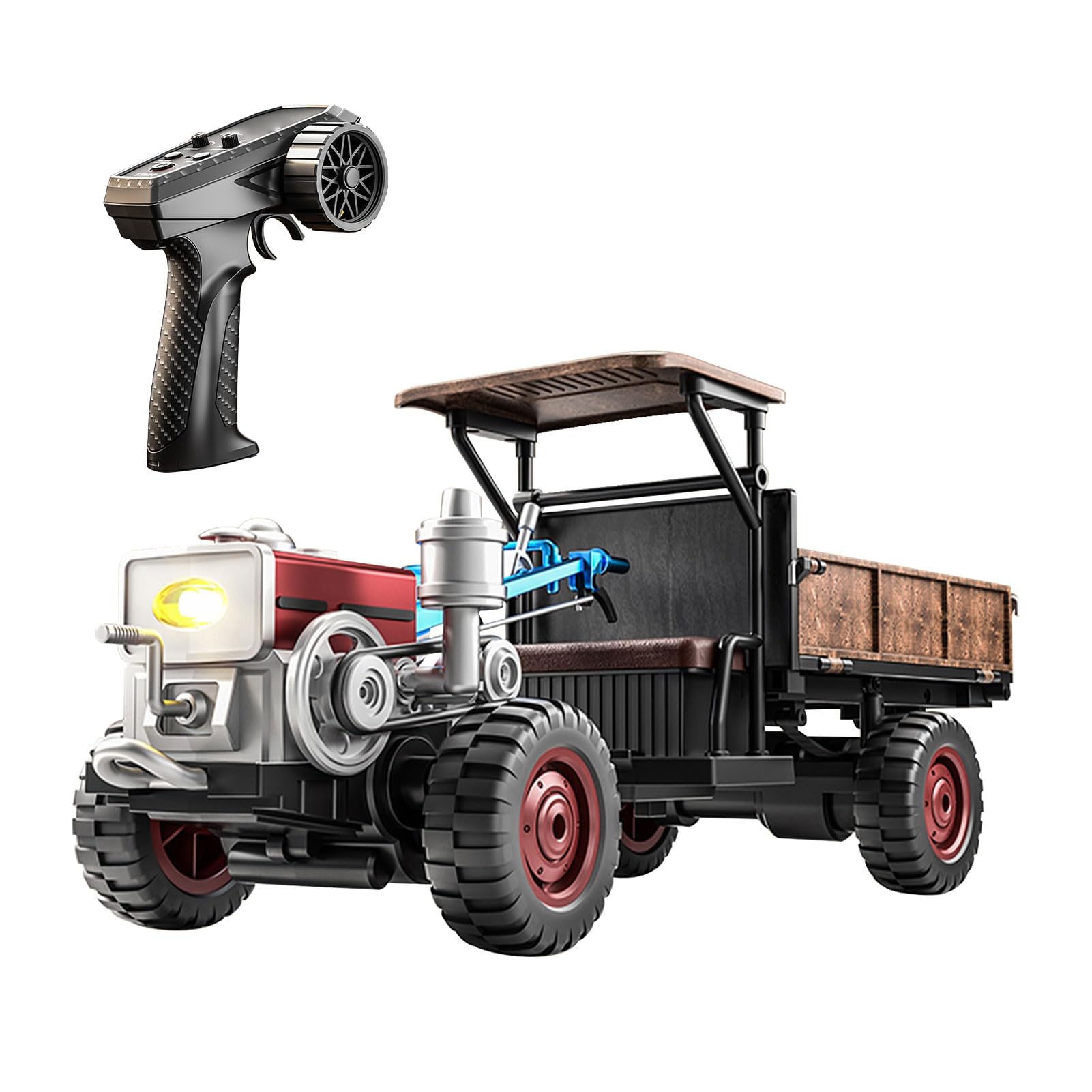 Domary Trattore Telecomandato Completamente Proporzionale con Funzione di Spruzzatura per gli Appassionati di Agricoltura (Blu)