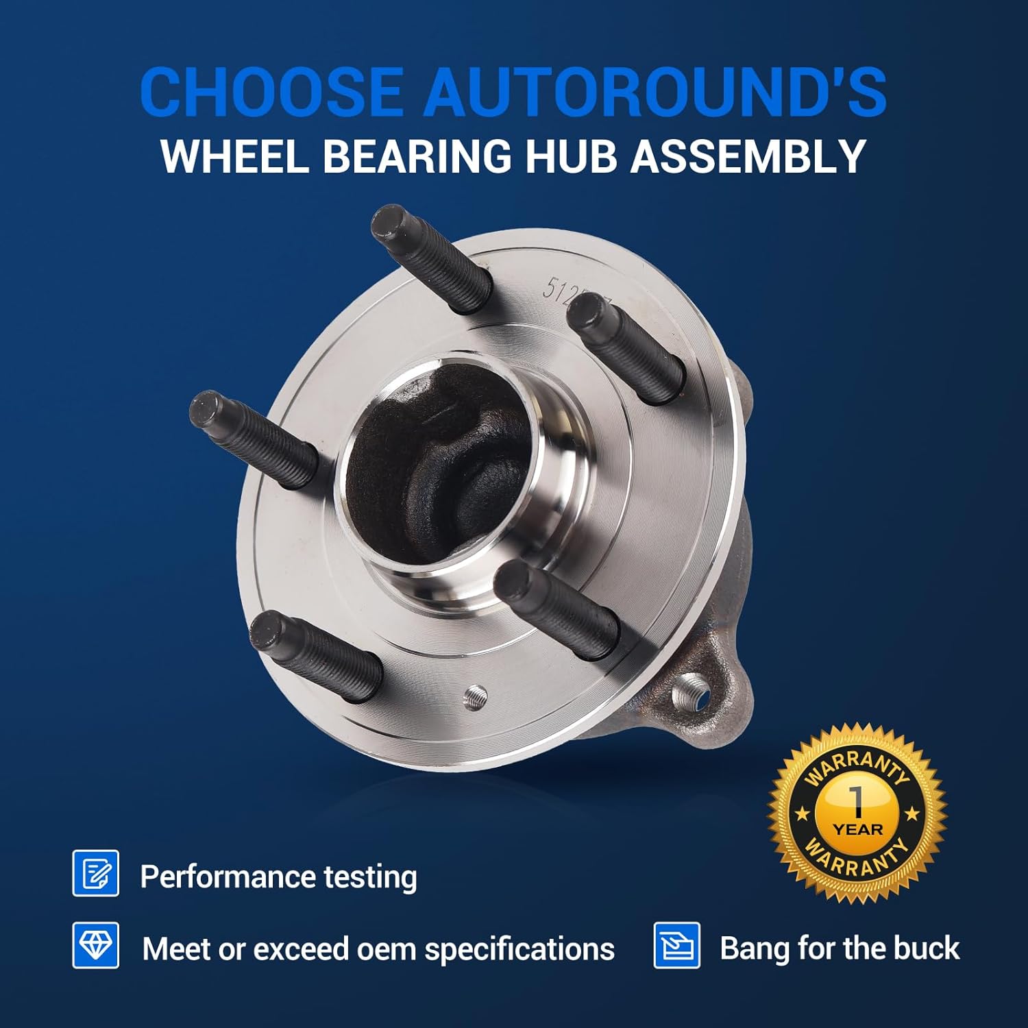 Autoround 512507 Rear Wheel Bearings and Hub Assembly Compatible with Chevy Cruze 2013-2015, Cruze Limited 2016, 5-Lugs w/ABS