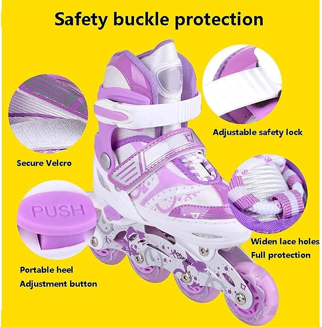 Skates Inline Skates Roller Skates Adjustable Kids Training Set for Men and Women Beginners 3-10 Years Old Children's Boys Girls Breathable for Women and Mens