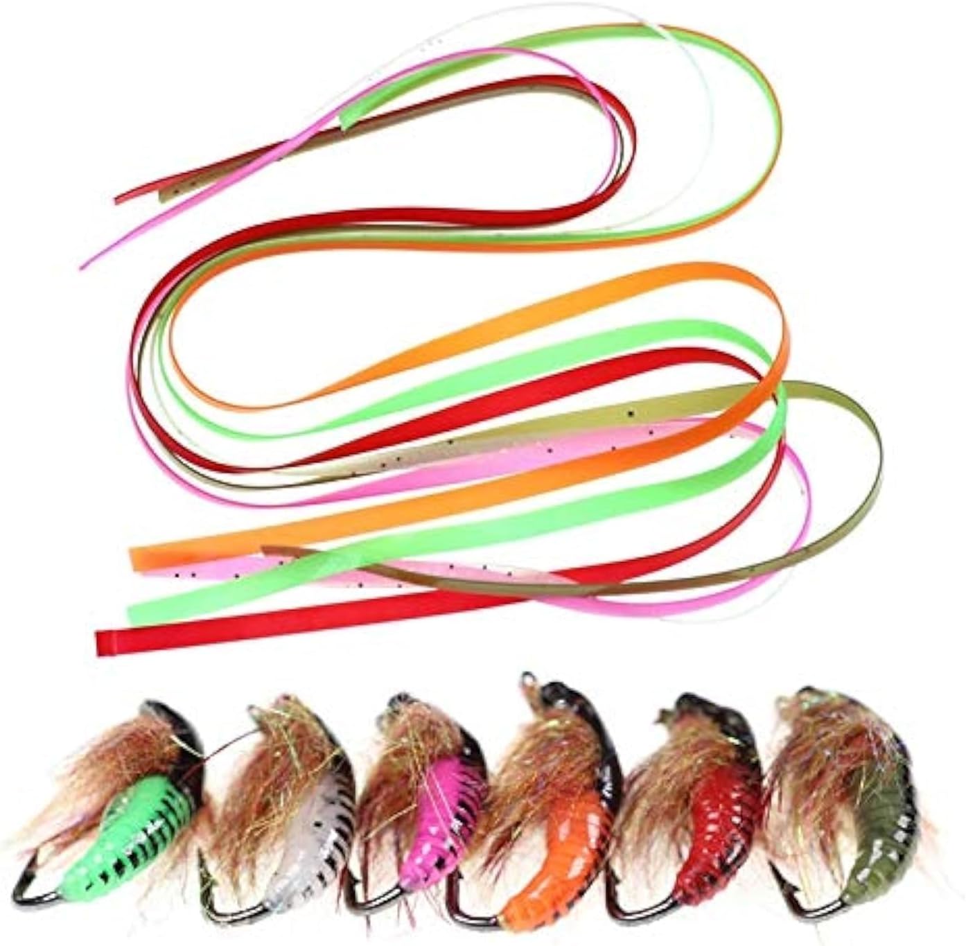 Greatfishing 30pcs Mix 6 Color 3mmX30cm Caddis Fly Pupa Nymph Worm Body Wrap Skin Caddis Larvae/Czech Nymph Scud Lure Fly Tying Material
