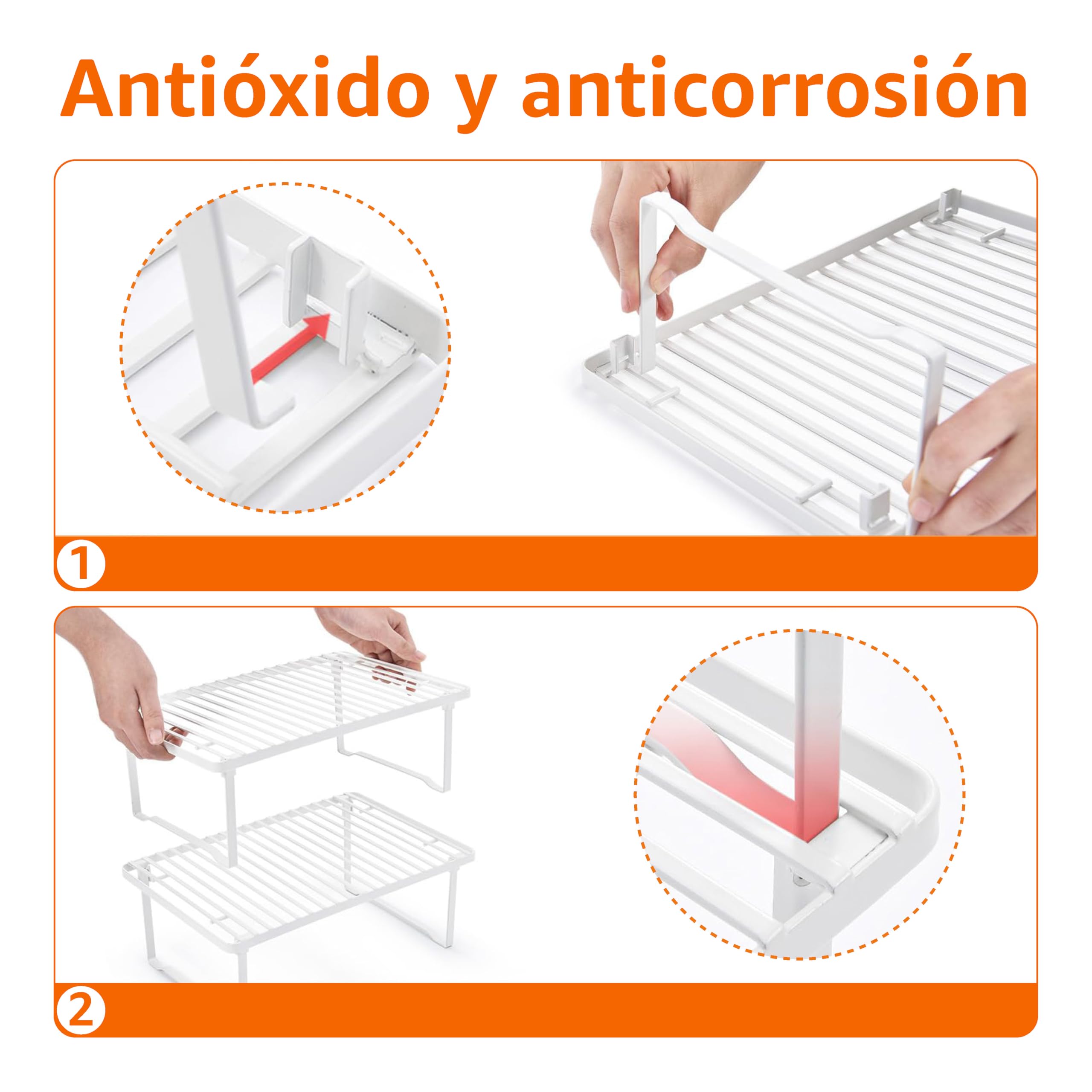 Amazon Basics Estantes de cocina apilables para almacenaje, Blanco, 20.3 D x 31.6 W x 11.4 H cm - 5