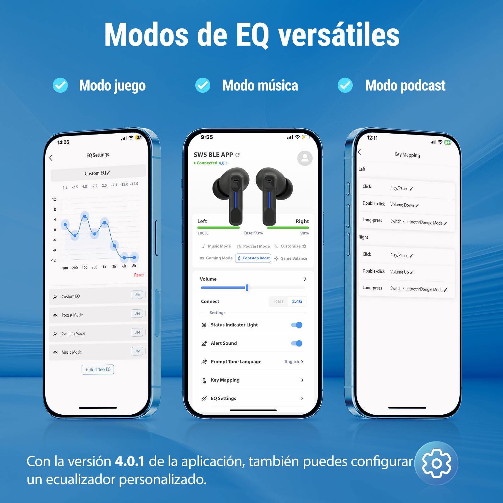 SW5 Auriculares inalámbricos para juegos con 5.4 Bluetooth y 2.4G Doogle, auriculares wireless IPX4 impermeable con mic AI, Cascos gaming con 20ms de baja latencia para PC Switch móvil ps5 ps4 VR