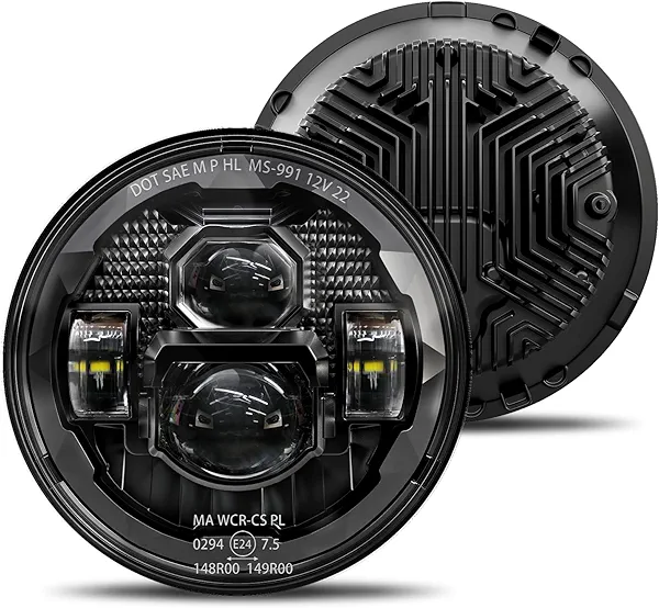 HWSTAR 2023 New 1000% Bright Anti-glare 7 Inch Led Headlights Round Compatible with Jeep Wrangler JK JKU TJ LJ Chevy Ford GMC Dodge Mazda Nissan Mack VW etc DOT Approved H6024 Hi/Low Sealed Beam
