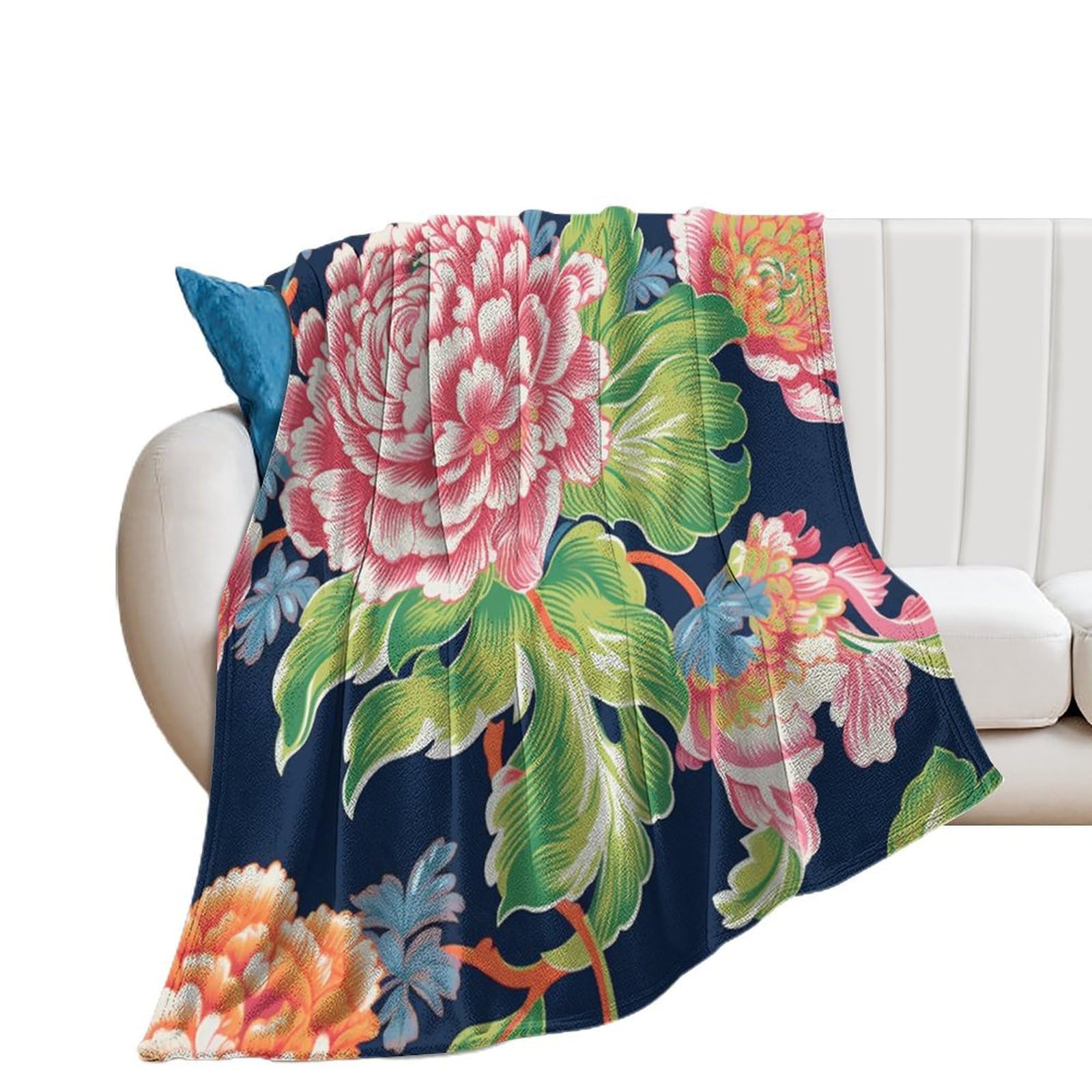 Couverture en flanelle contre le froid au bureau, plaid floral doux 153x203cm