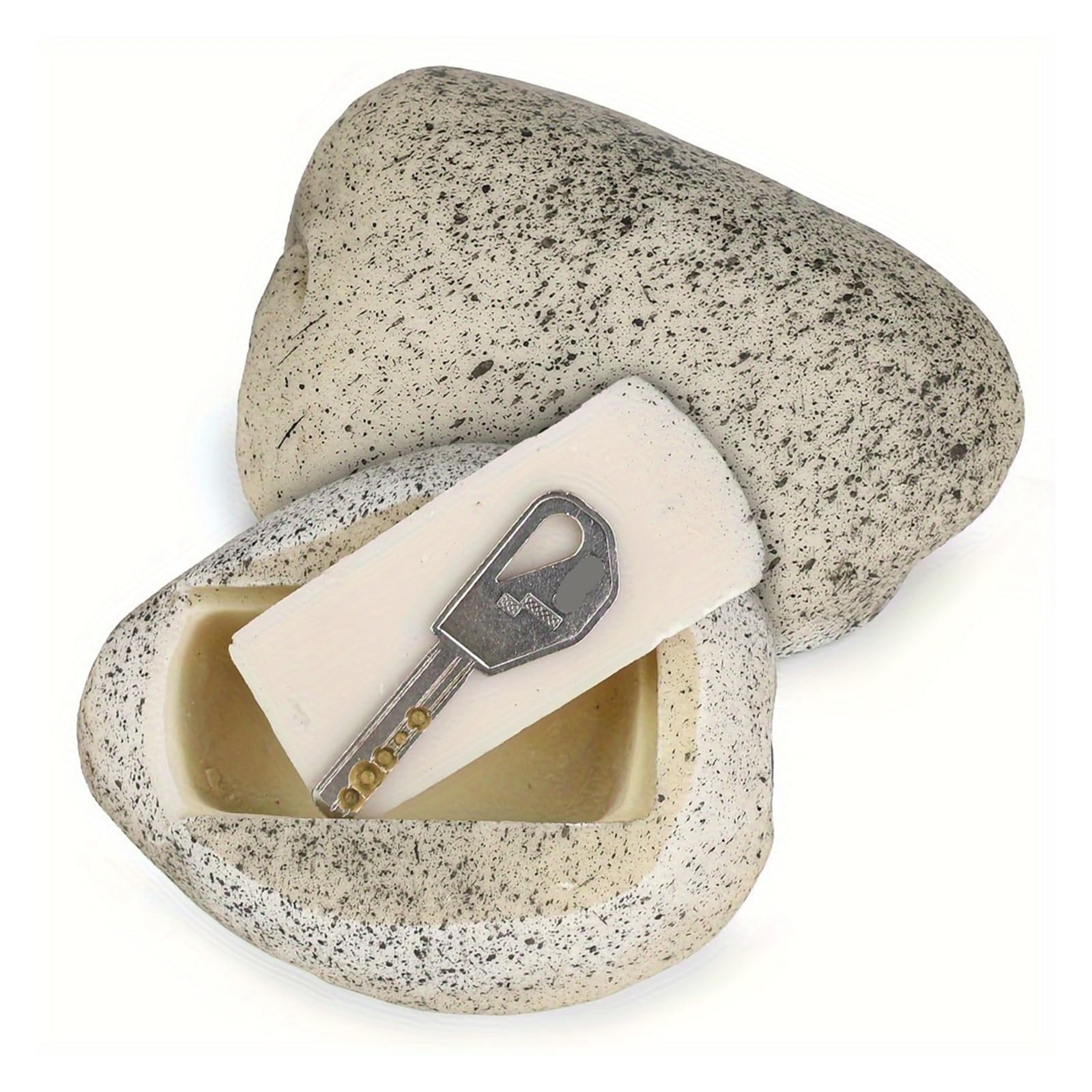 Outdoor Simulated Rock Hidden Key Safe Valuables Storage Box Jewelry Key Box(Big white stone)