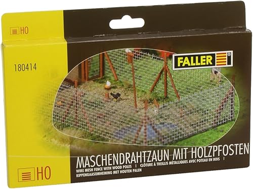 Faller HO Scale - Kit de accesorios para escenarios, valla de malla de alambre con postes de madera de 13 pulgadas de largo
