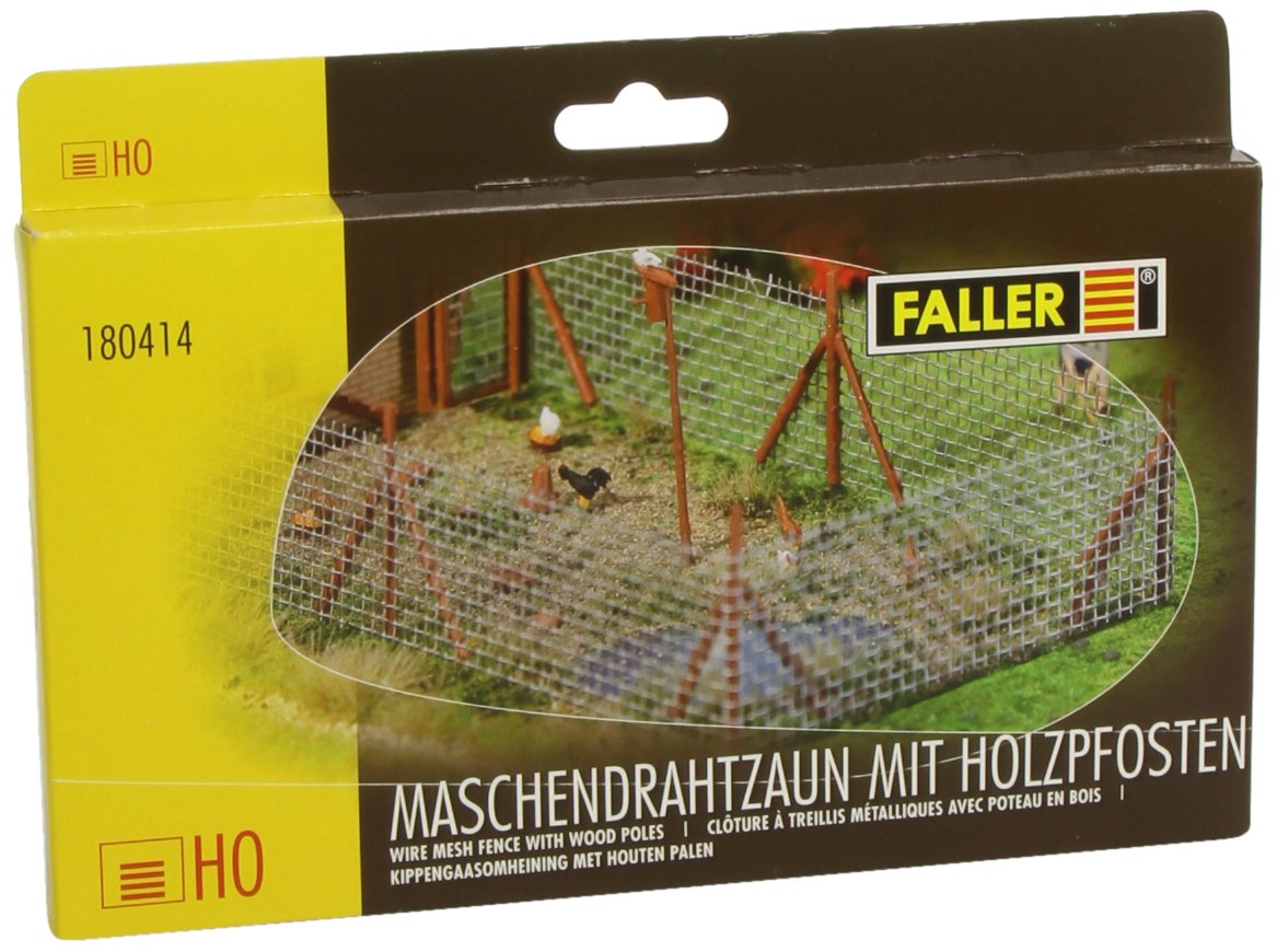 Faller 180414 HO/OO Gauge Wire Mesh Fence With Wooden Poles Kit 340mm III