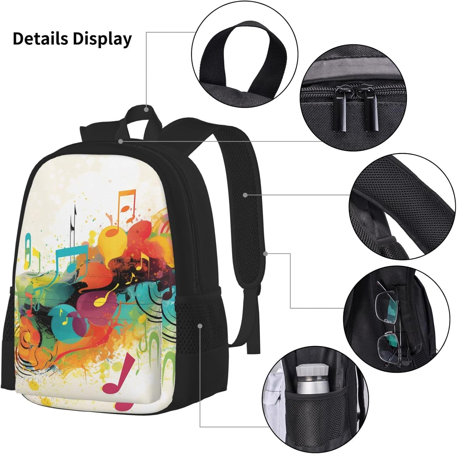 3 in1 Travel Laptop Backpack with Lunch Bag and Pencil Case Casual Daypack image 4