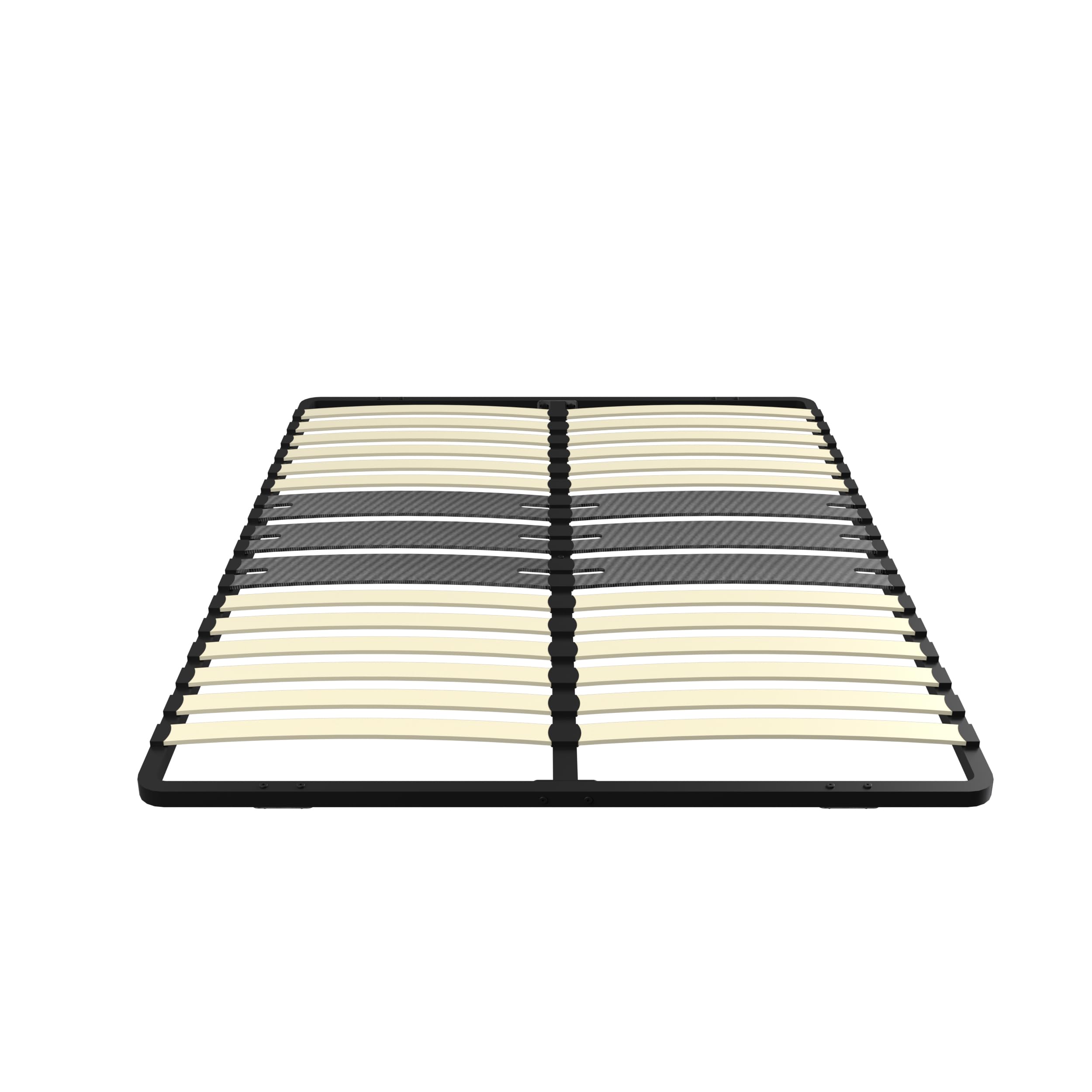 DEWINNER - Sommier 140x190 cm | 2x15 Lattes Peuplier Naturel | Pied Central Réglable T | Ergonomique | Structure Noire Moderne | Installation Express (1 Pied)