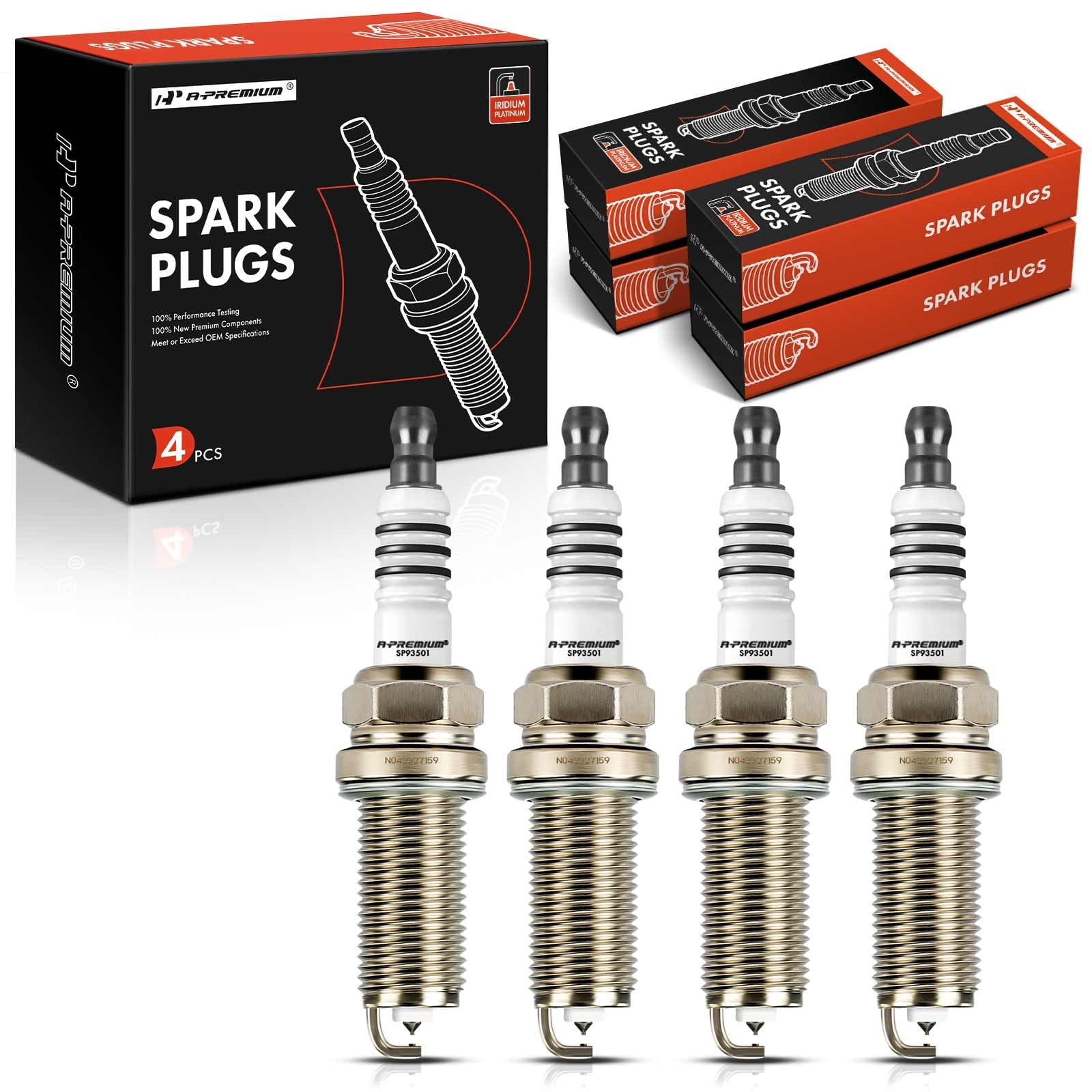A-Premium Iridium Platinum Spark Plugs (Pack of 4) Compatible with Honda CR-V, Civic, Accord, Fit & Toyota Corolla, Prius & Subaru Outback & Mazda CX-5 & Acura TLX & Scion xD & more