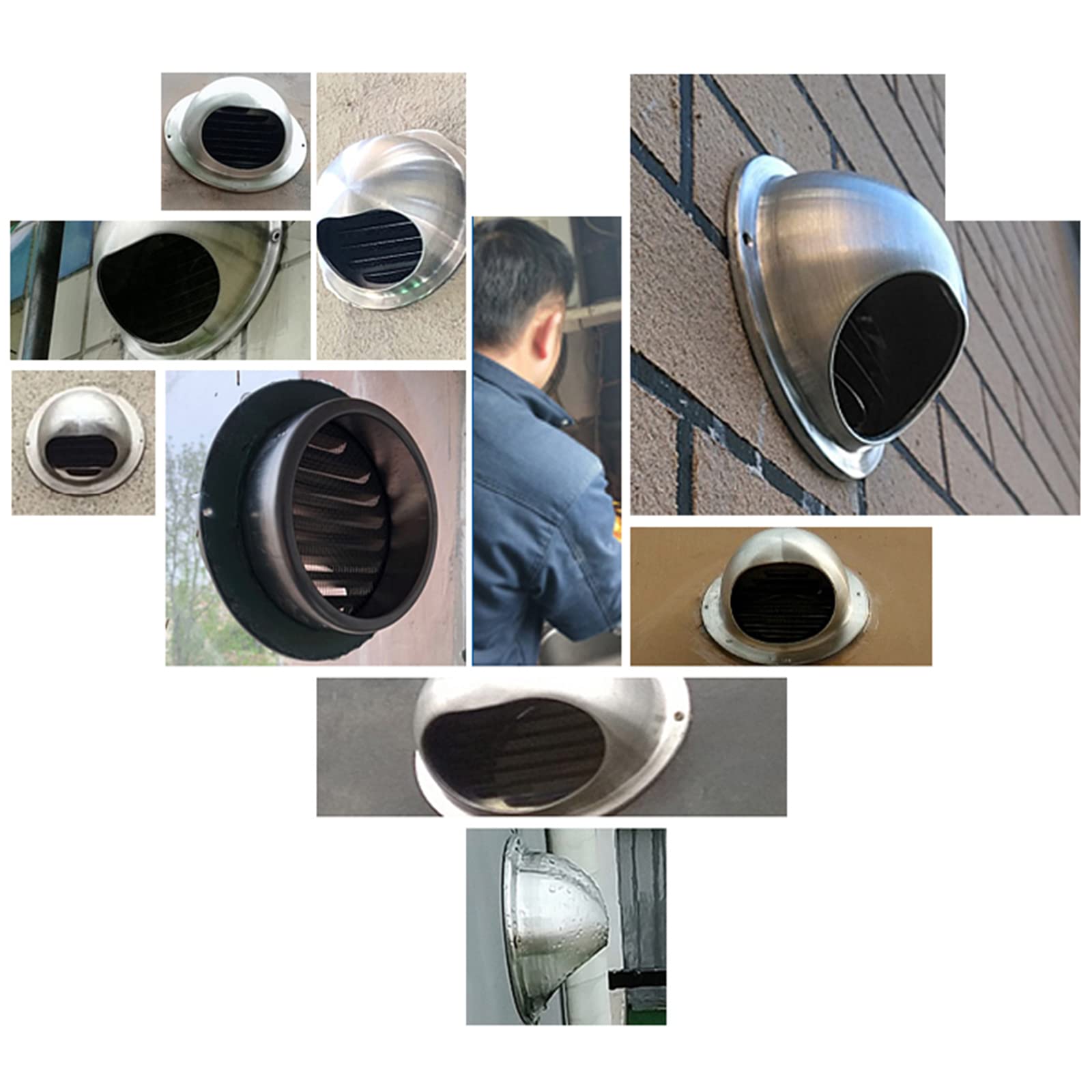 Griglia Ventilazione Rotonda,Condotto di Ventilazione a Parete Rotonda,Toro Tondo Esterno Acciaio Inox,Adatto per Tubi di Scarico dell'essiccatore,Tubi Flessibili,300mm/11.81in