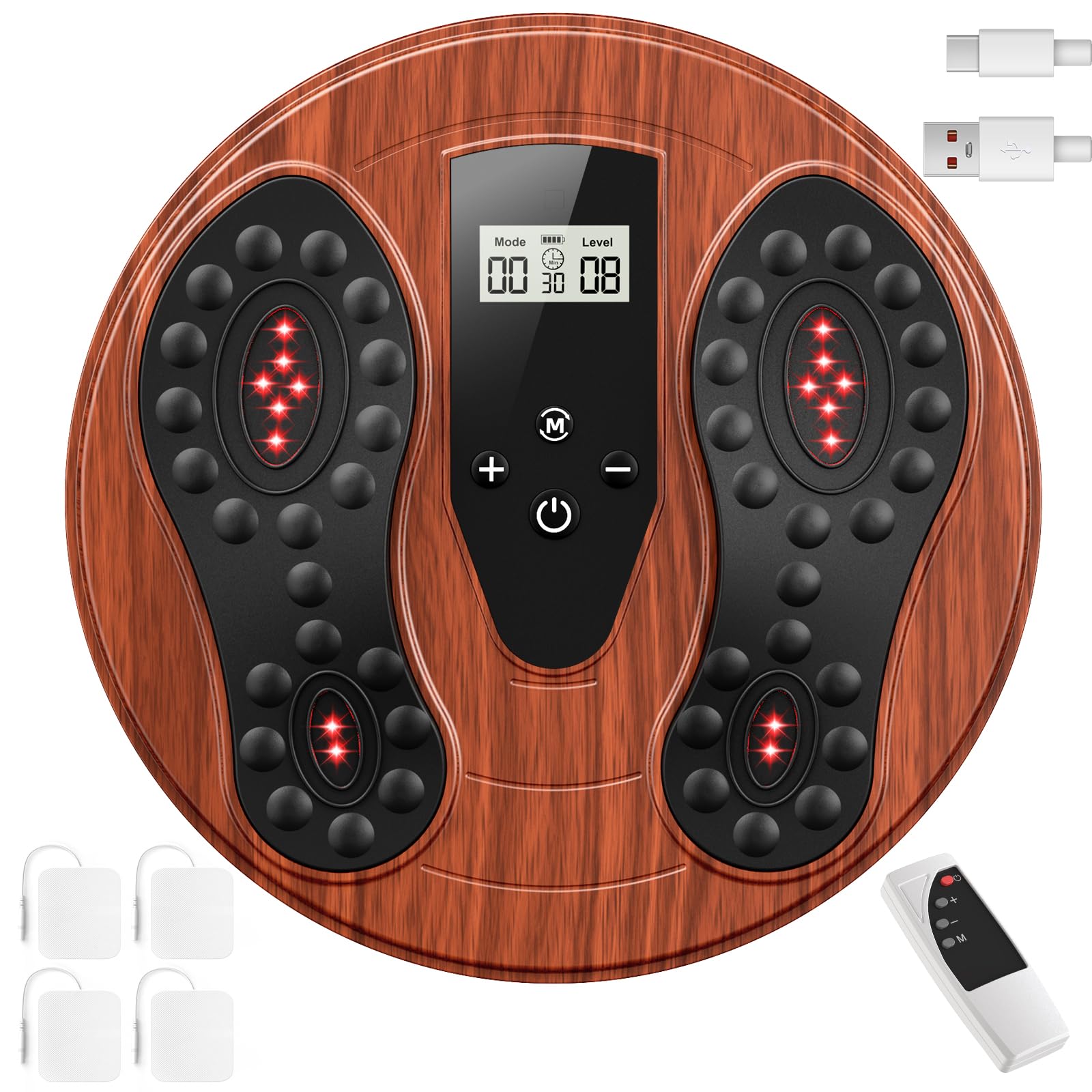 Medic Durchblutungs-Stimulator Füße Beine, EMS Fußmassagegerät mit Rotlichttherapie (660 nm + 850 nm), Elektrische FußMassagegeräte mit 4 TENS Elektrodenpads, zur Verbesserung der Durchblutung