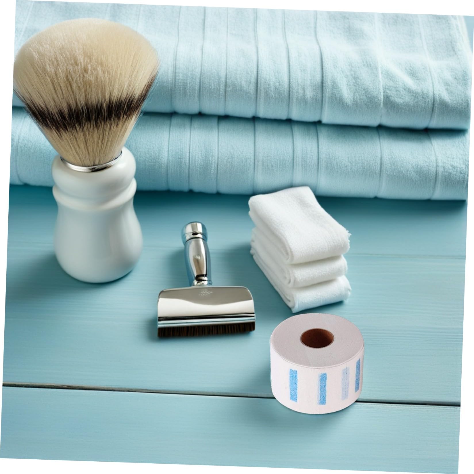 Bandes de Cou en Papier Jetable Blanc 5 Pièces, Tour de Cou Extensible pour Coloration et Permanente, Protection Étanche pour Salon de Coiffure