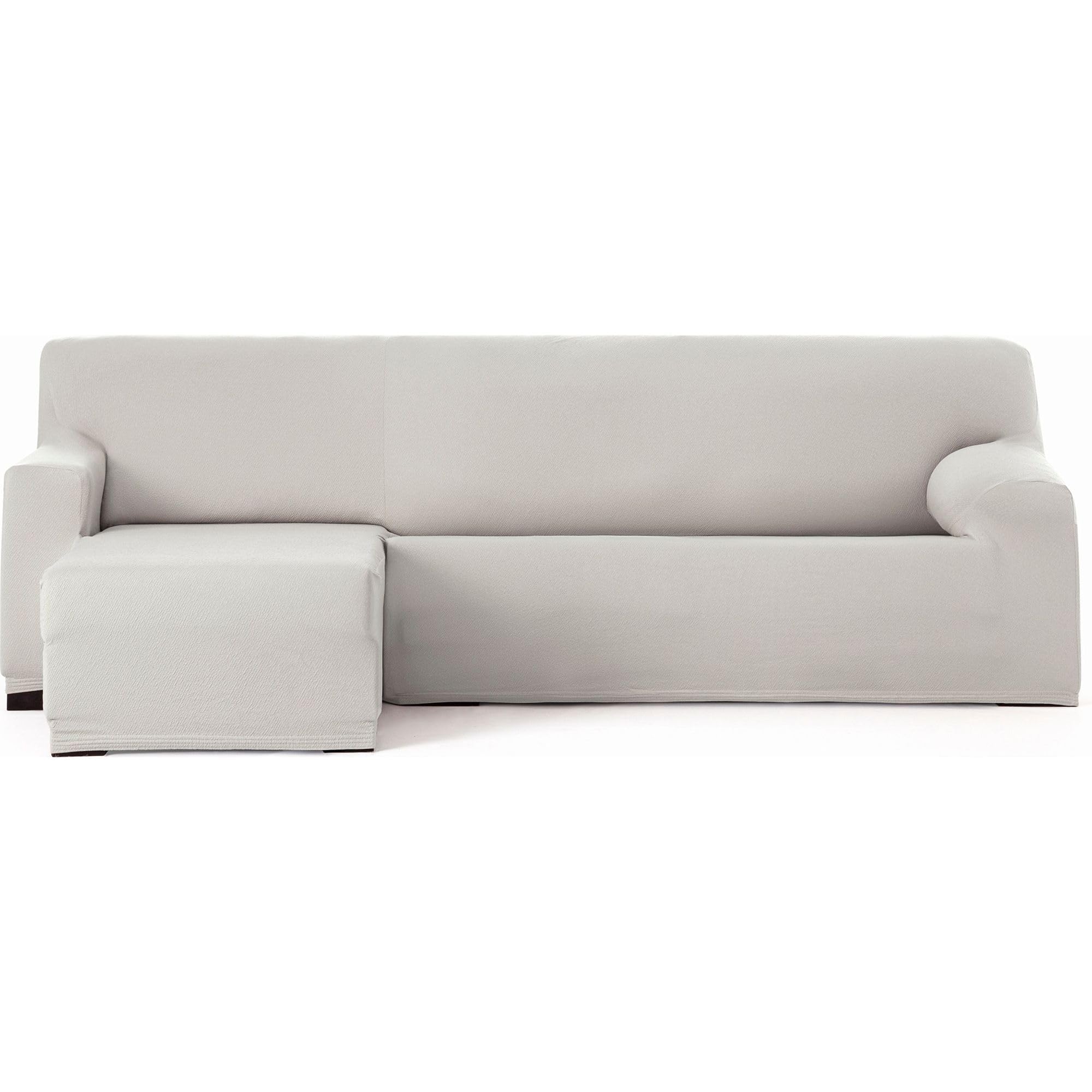 ECOMMERC3 Chaise longue Cover | Short Left Arm Bi-Elastic Breathable Sofa Cover - Ecru Chaiselong Sofa Cover with Elastic Straps and Foams, Wear Protection