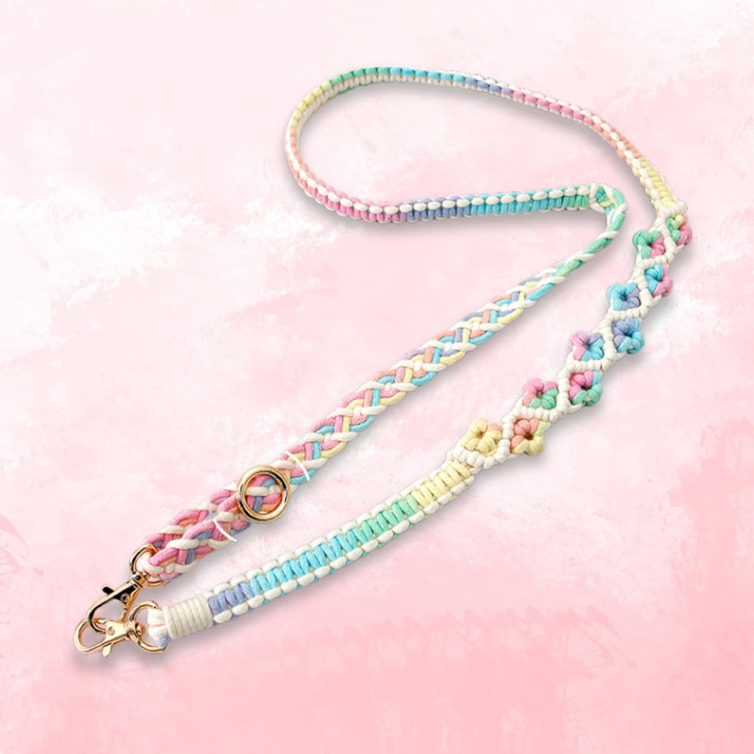 Handmade Macrame Mobile Lanyard, Mobile Crossbody Strap Lanyard, Universal Mobile Chain Strap with Tether Tab - Image 5