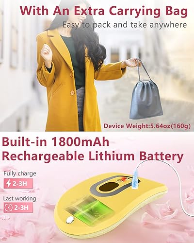 Miniatura 5 de Almohadilla térmica eléctrica, almohadilla térmica menstrual portátil para calambres, almohadilla térmica inalámbrica con 3 niveles de calor, 3