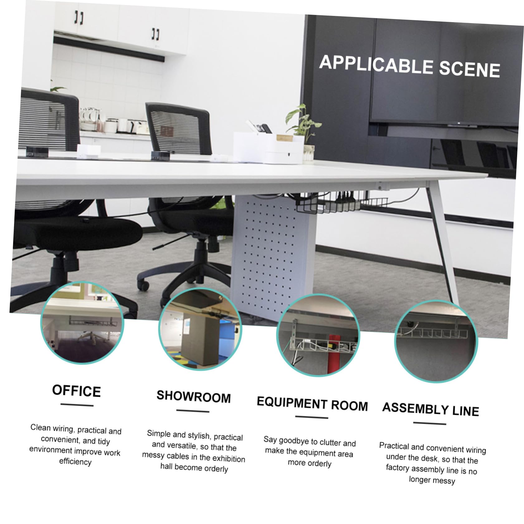 SHINEOFI 1 pièce Organisateur de Câbles sous Bureau Support de Rangement Électrique Pratique Noir pour Gestion des Câbles