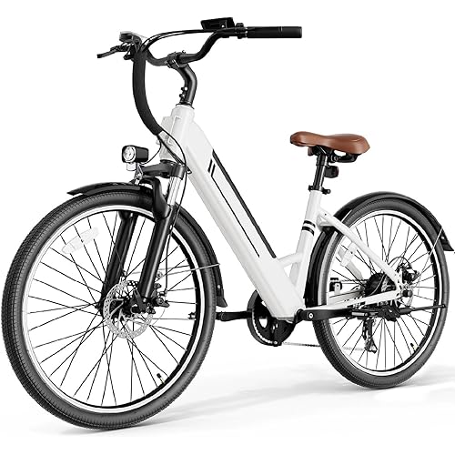 Jasion 26" Electric Bike for Adults, Internal Removable Battery Ebike with 4 Modes & 7-Speed, UL2849 Certified, 750W Peak Motor, Max 25Mph & 50Miles, Shock Absorber, Electric City Commuter Bicycle
