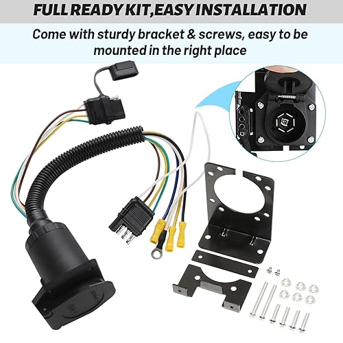 Miniatura 8 de MECMO Multi-Tow 4 Way Flat to 7 Way Blade and 4 Flat Trailer Adapter with Custom 4-Pin Trailer Arnés de cableado para Jeep Wrangler JL/JLU Jeep