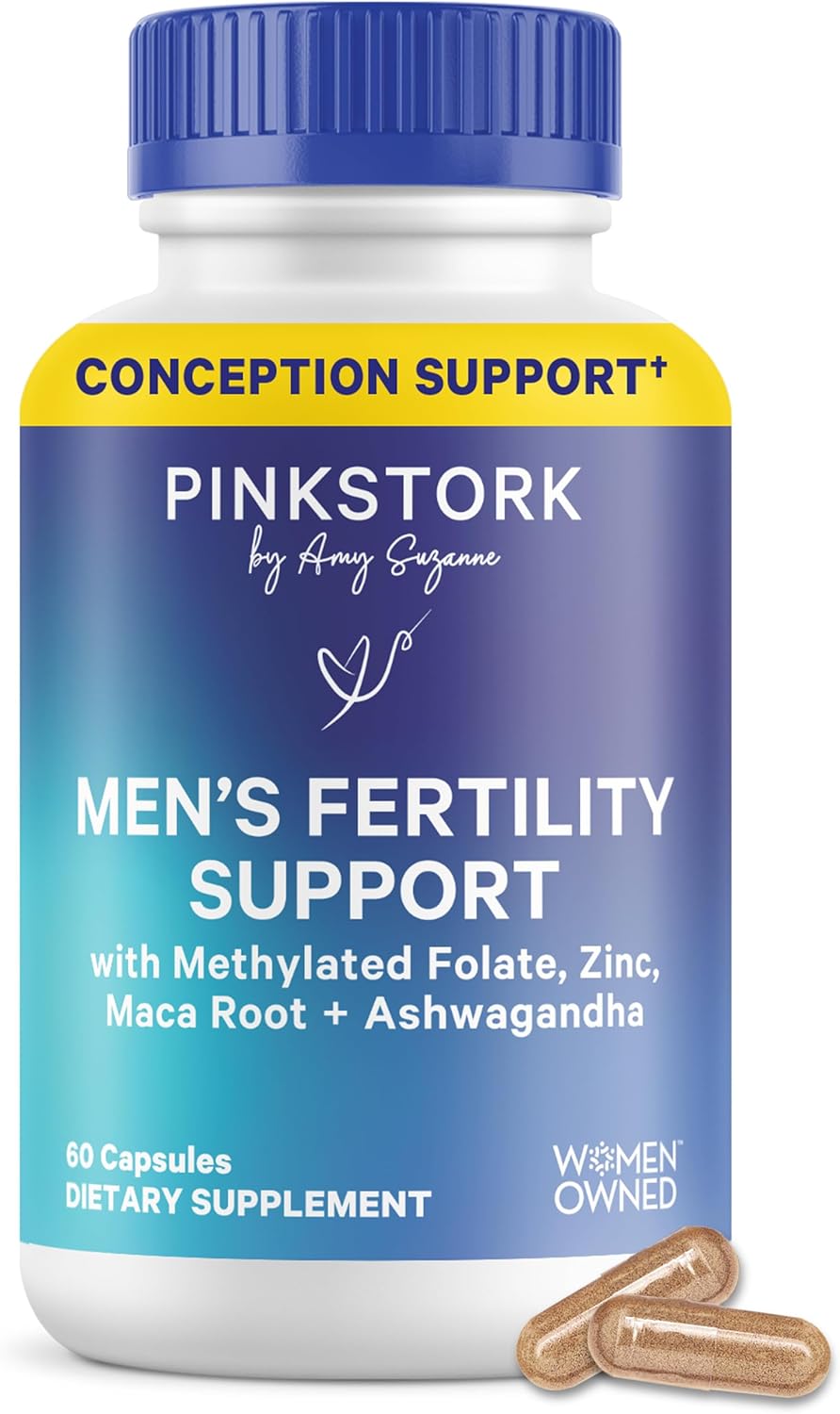 Pink Stork BlueStork Men's Fertility Support - Supports Conception for Him - Male Prenatal Vitamins with Maca Root, Ashwagandha, Folate, B12 - Sperm Heath, Drive, Motility - 60 Capsules