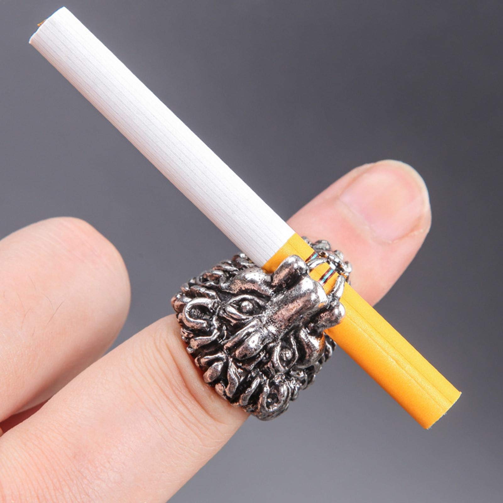 libelyef Men's Cigarette Holder Lion Head Smoking Ring Elegant Protection  for Your Finger Ring Smoker, Gold and Silver, Cigarette Ring for Men Gifts  L XL : Amazon.de: Fashion