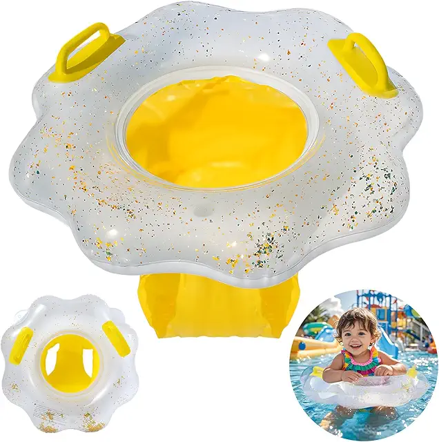 Bouée Bébé Gonflable Fleur Scintillante - Anneau Natation Enfant 6 Mois à 3 Ans
