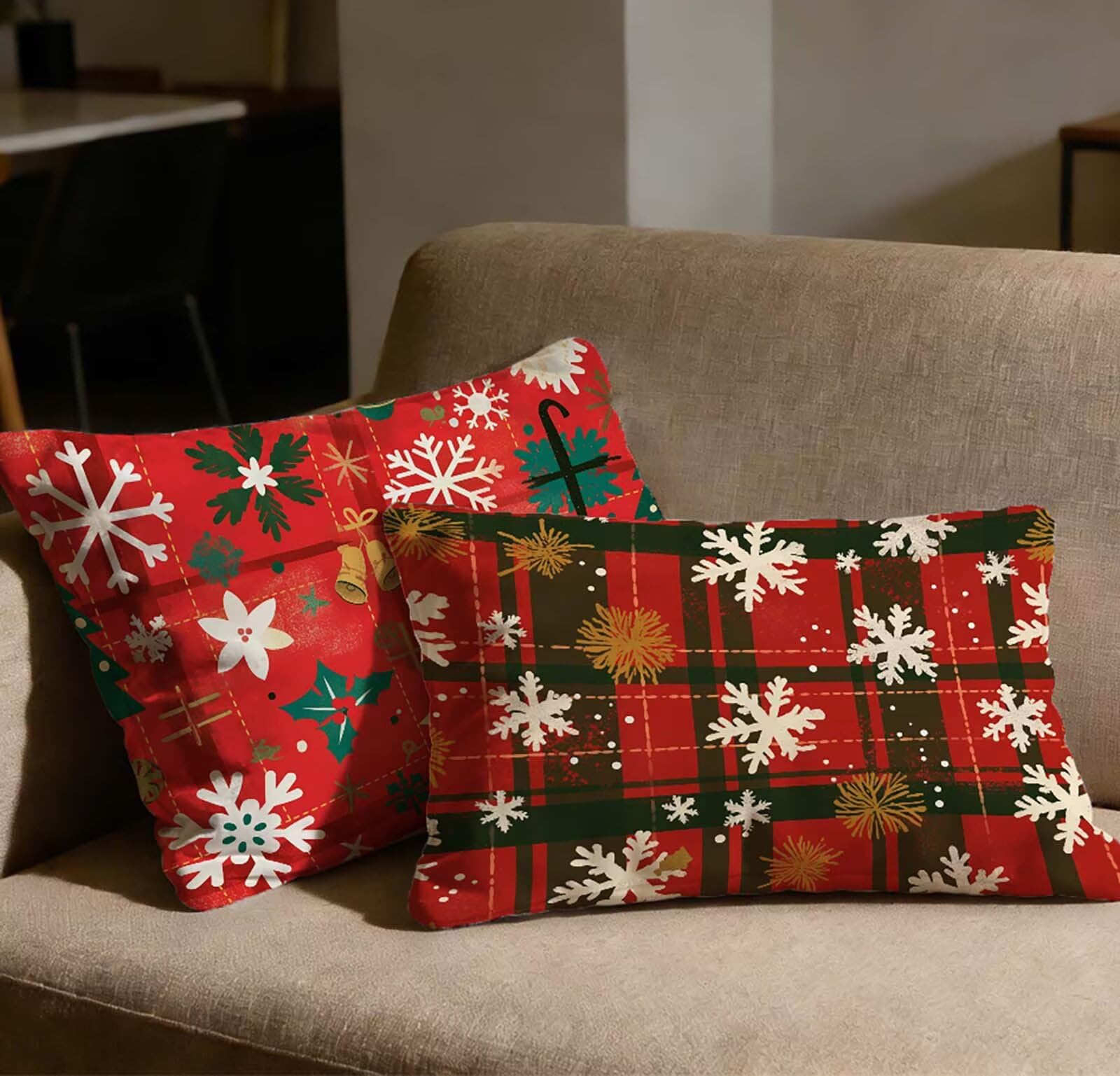 Taie Oreiller 40x80 Rouge Velours : Lot de 2 Housses de Coussin Treillis O-552C pour Canapé