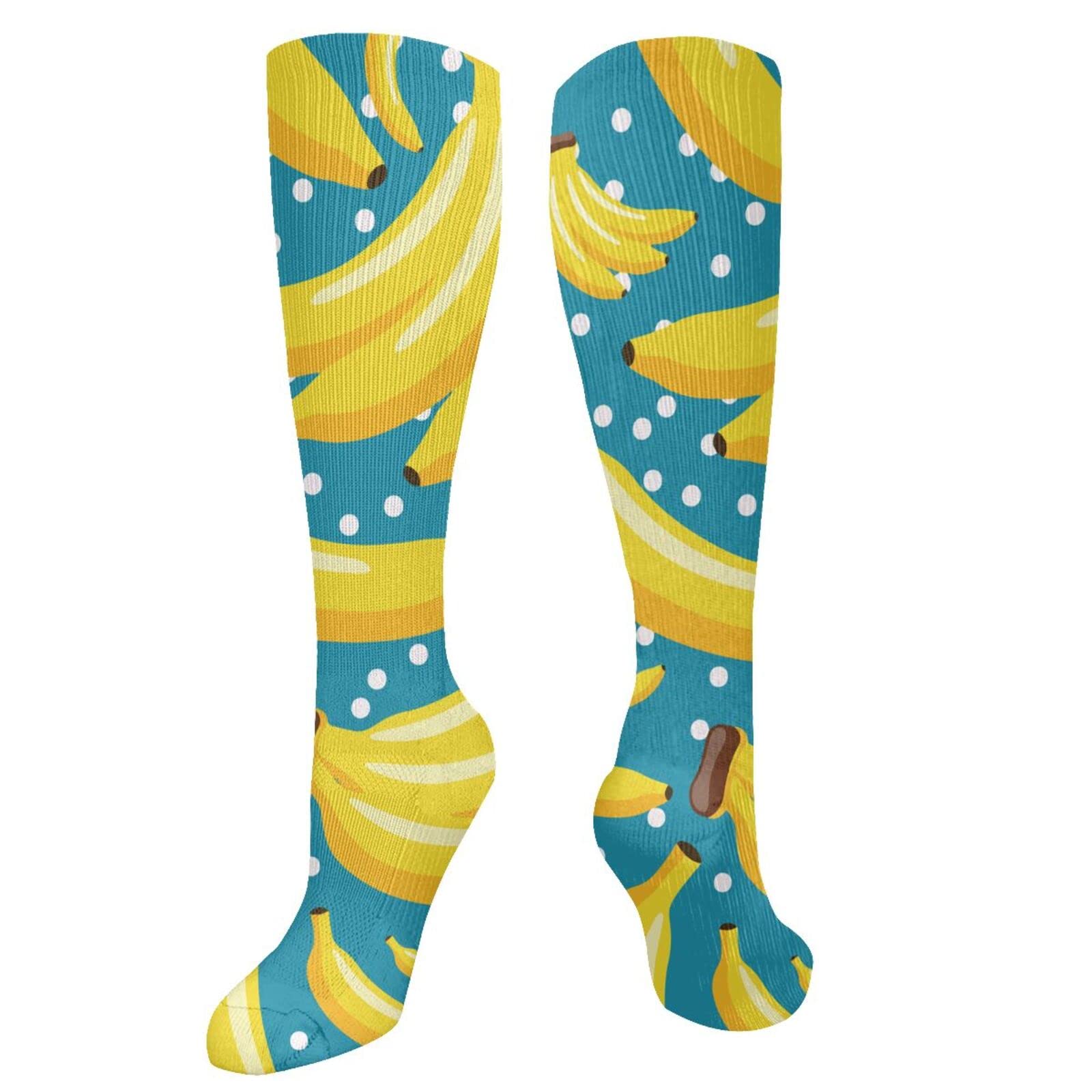 WONDERMAKECushioned Crew Socks for Teens Girls Ladies Womens - Banana Seamless Compression Sock Novelty Socks for Gym/Football/Trekking/Fashion Athletic Hiking Socks