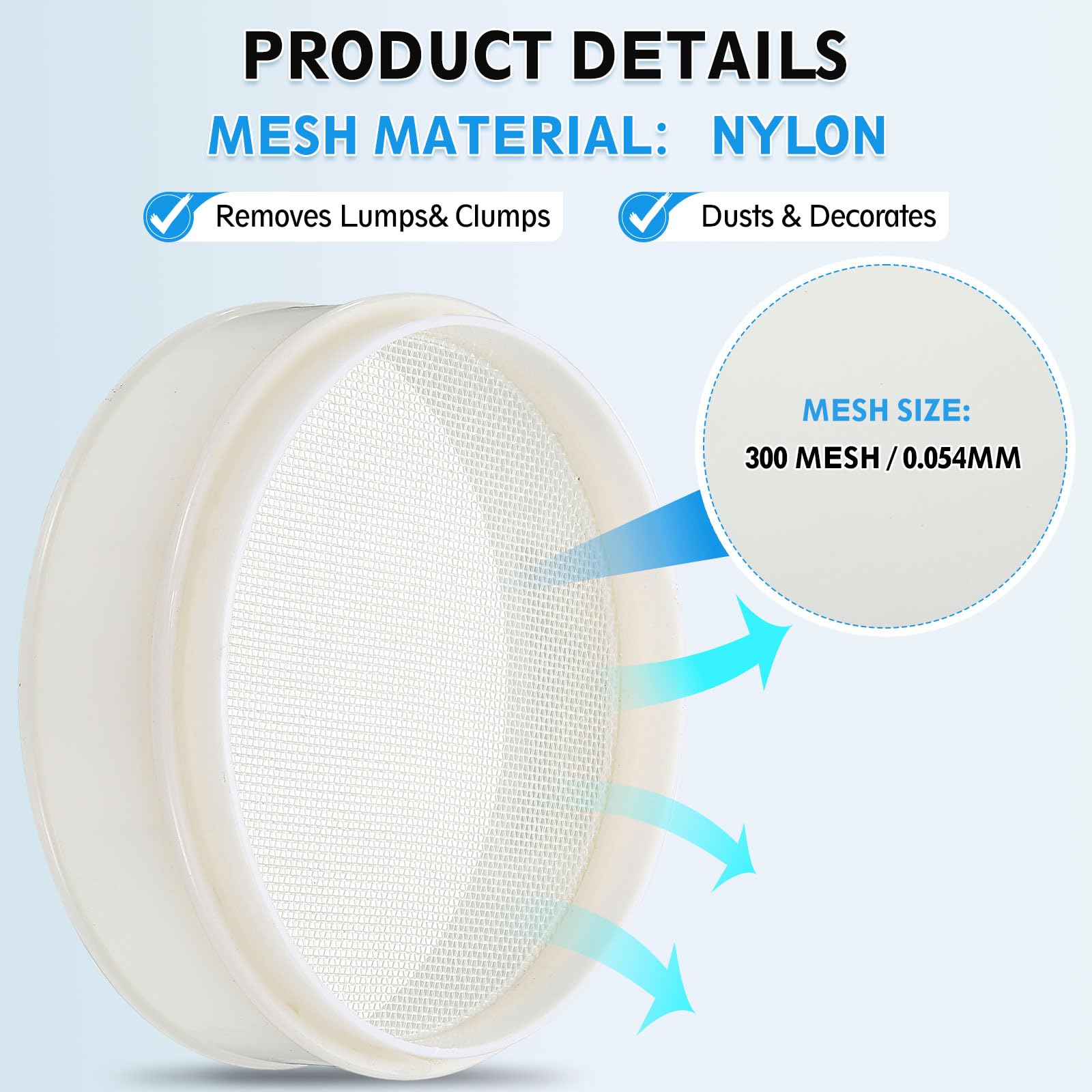 PATIKIL 300 Mesh (0,054mm) Laborsieb 7,9" (20cm) Durchmesser Siebgewebe Nylongewebe Feinsieb Für Industrielles Labor Haushalt Bodensieb Trockensieb Hash