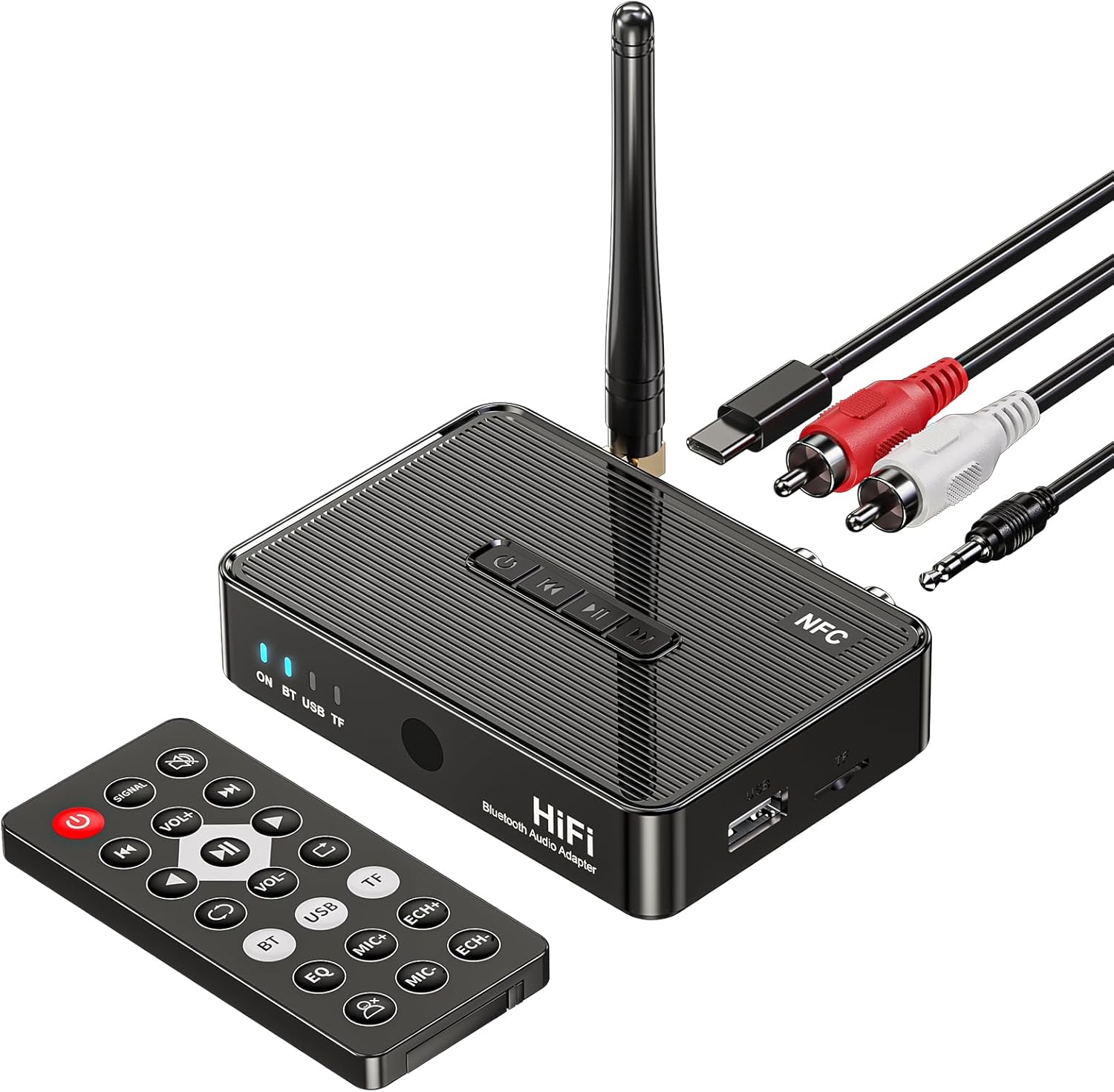 Receptor Bluetooth 5.1 con Control Remoto, Adaptador de Audio para Estéreo