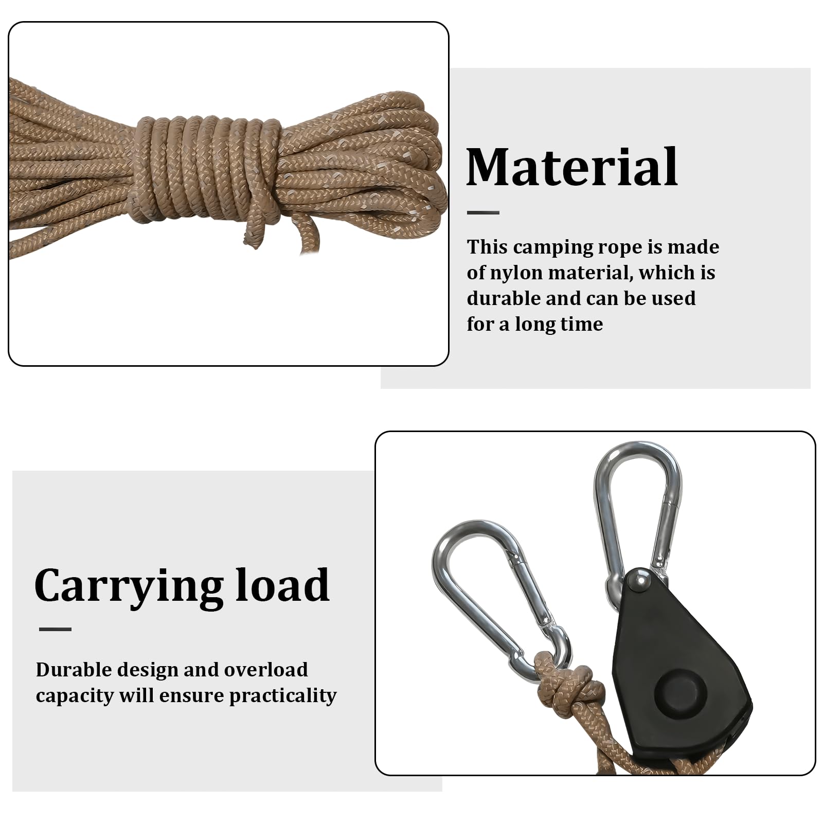 Lot de 4 cintres à cliquet, corde à cliquet de 4 m avec crochet, diamètre de corde 4 mm, corde à cliquet réglable pour lampes de ventilateur de plantes, tentes de plantes dintérieur et pots de fleurs