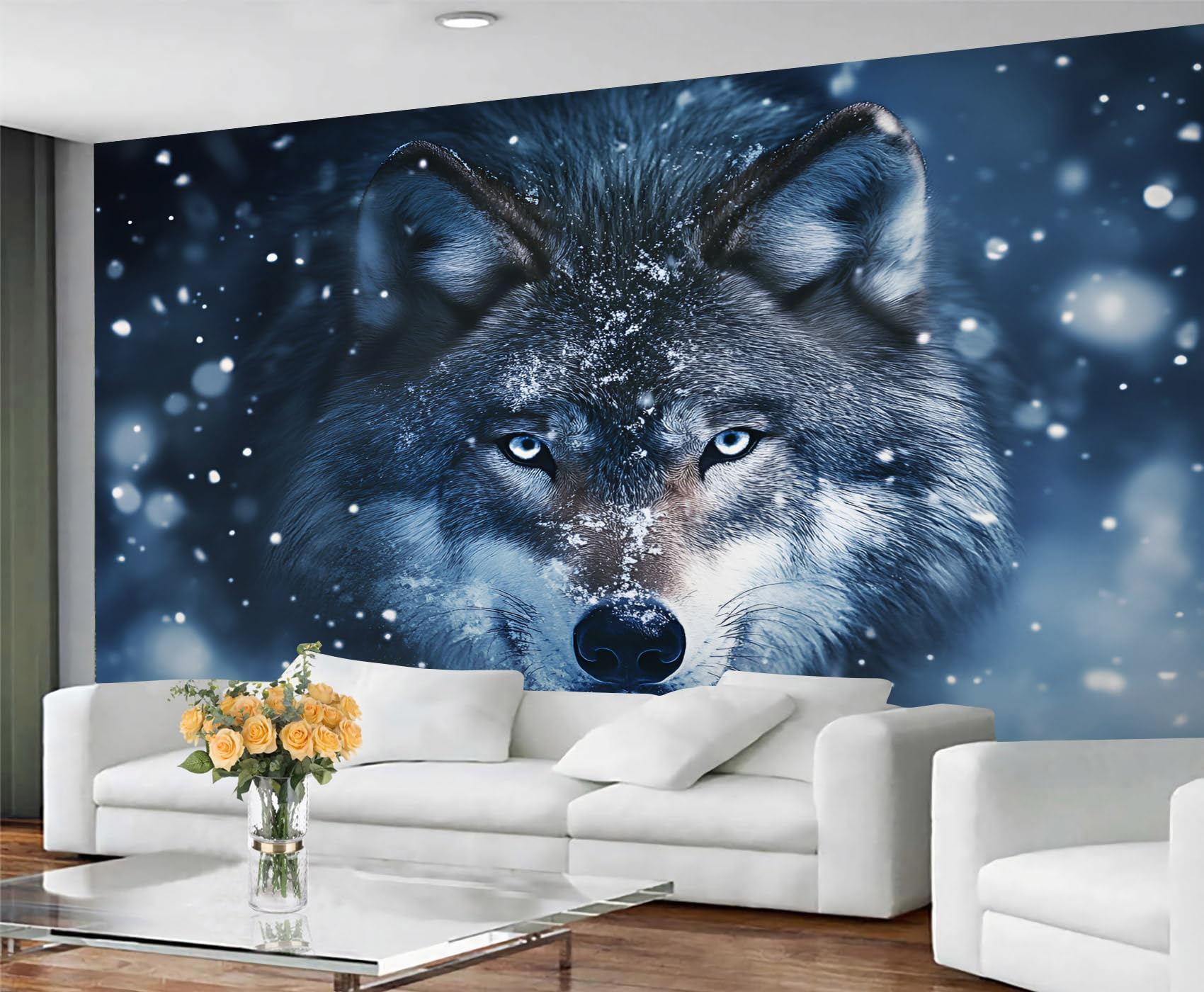 GIVLWF Wallpaper - Wolf Print Home Decor & Mural, Winter Wolf Bedroom Wallpaper, Wall Paper for Living Room, Large Wall Mural - Not Self-Adhesive, Wildlife Themes — image 1
