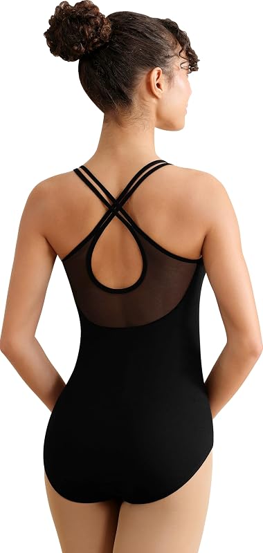 Balck Leotard for Women Ballet Camisole Dancewear Mesh Back