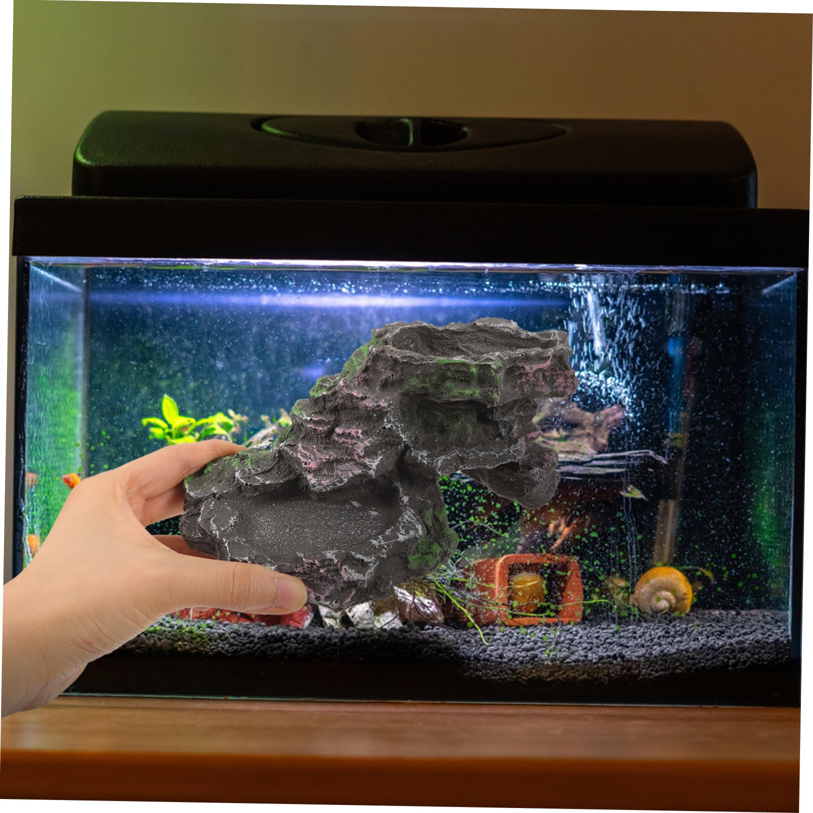 COLLBATH Climbing Shelter for Pet Turtle Tank Rocks Reptile Cave Hideout Aquarium Stones Turtle Supplies