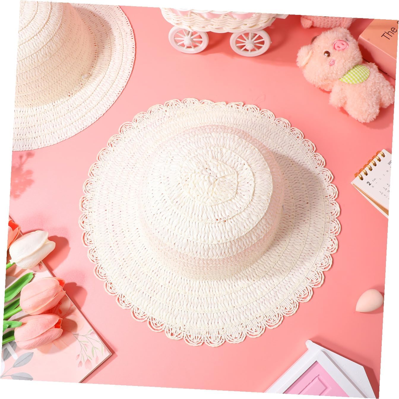 BESPORTBLE Kids Straw Hats 8Pcs for Crafts Plain Blank Straw Sun Hats Diy Painting Kit Creative Party Supplies for School Activities and Tea Parties