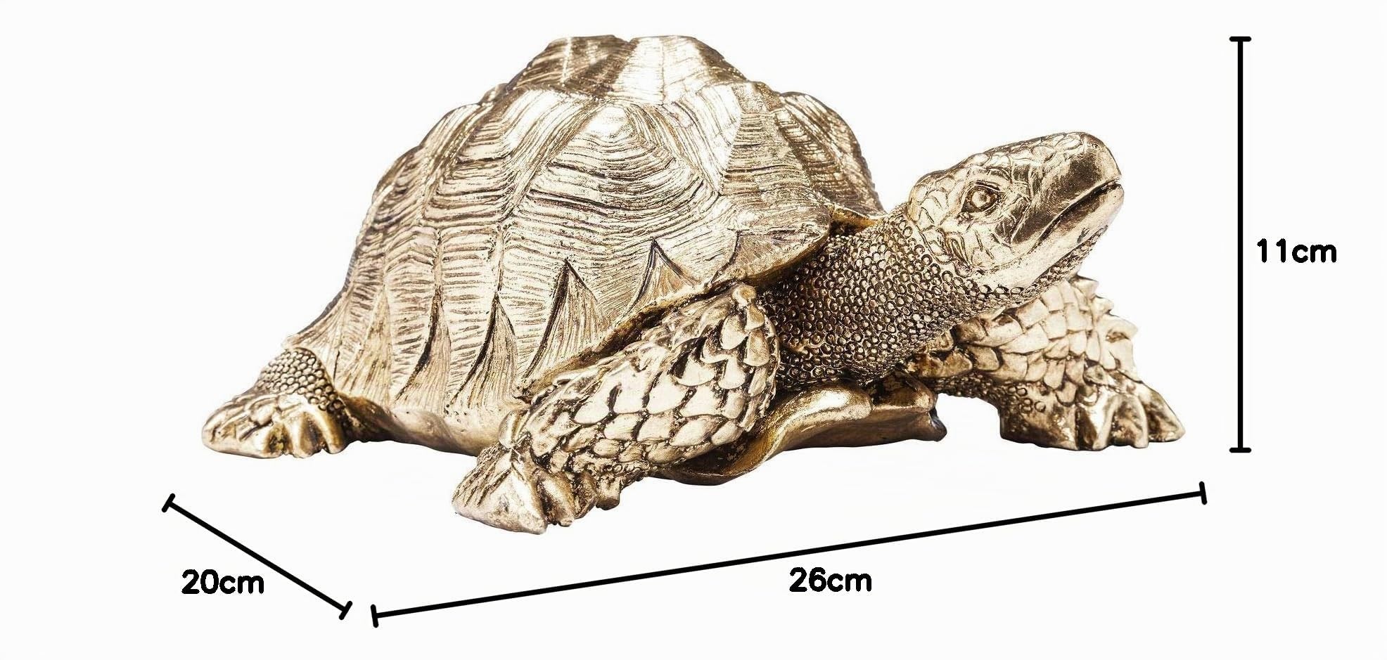 Kare Desing Deko Figur Turtle, Gold, 11x26x20 cm, Deko Objekt, Wohnaccessoire, Dekoration, Schildkröten Motiv, Wohnzimmer