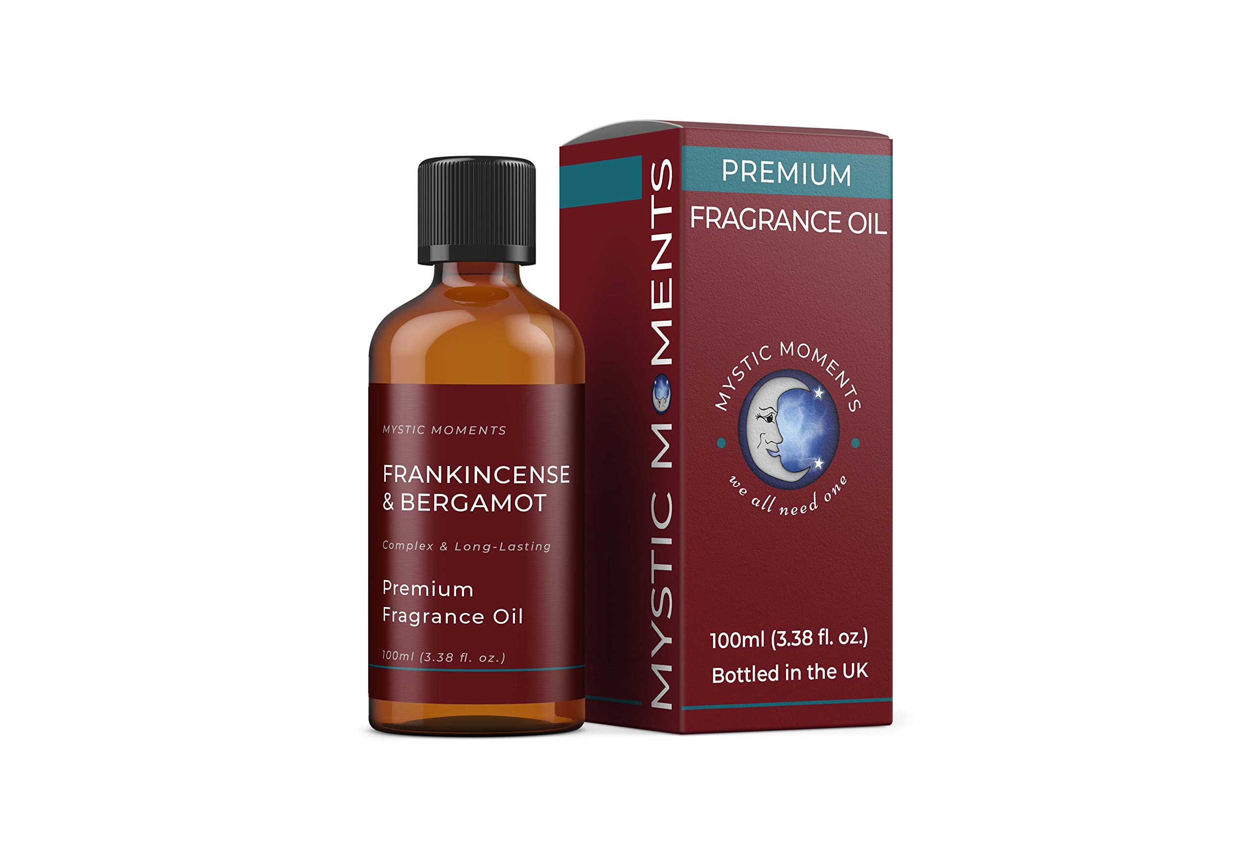 Mystic Moments | Frankincense & Bergamot Fragrance Oil 100ml | Warm Citrus Resin Aroma | Calming, Uplifting Scent for Candles, Soap & Home Fragrance