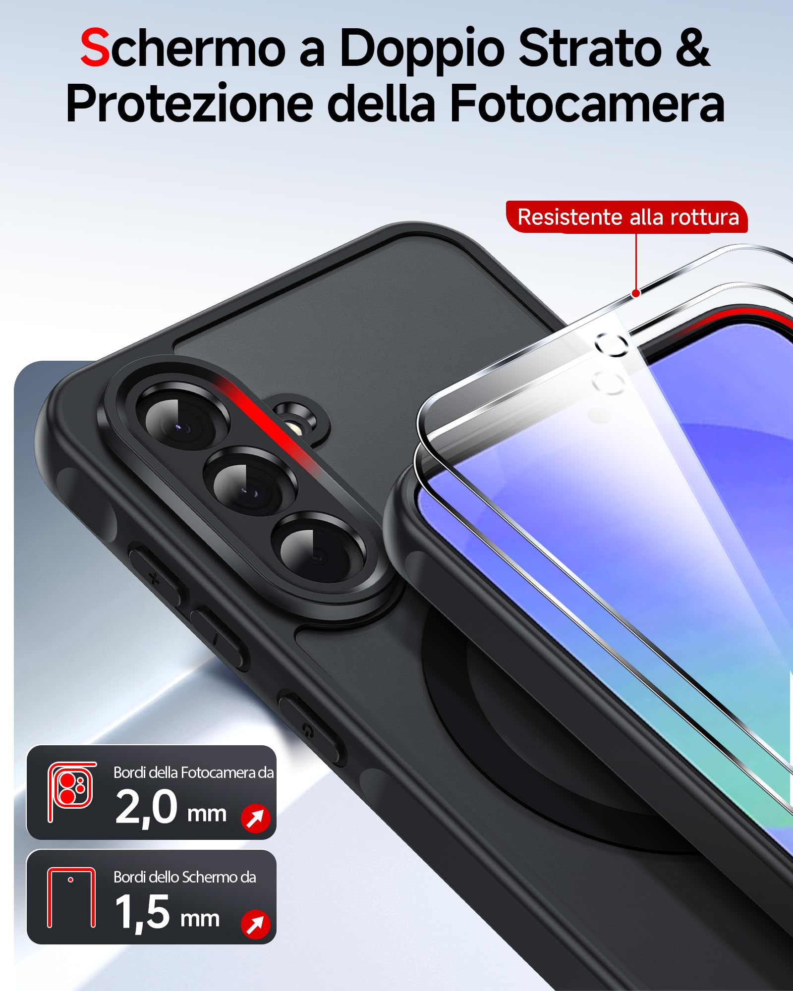 LeYi Cover Magnetica per Samsung Galaxy A36 5G con 2 Pezzi Vetro Temperato, Custodia per A 36 Traslucida Opaca Anti-Impronte Resistente ai Graffi Paraurti in TPU Antiurto Protettiva Case, Nero