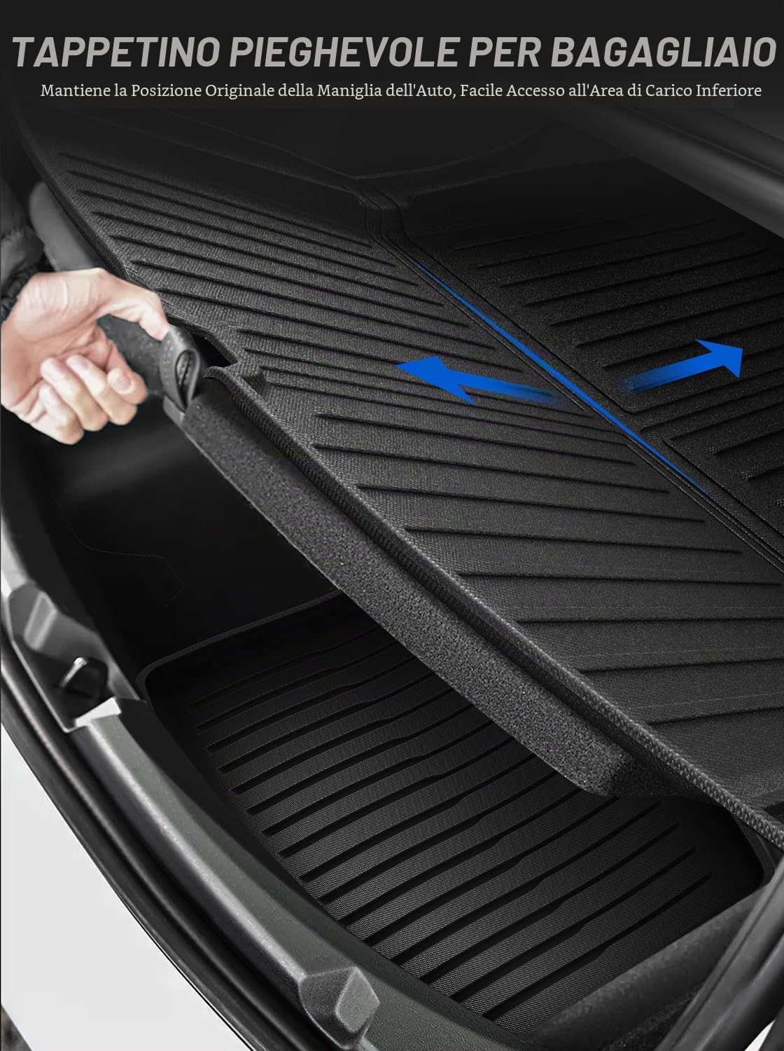 Tappetini per Bagagliaio per Tesla Model 3 2024 2025, Tappetino Bagagliaio in TPE per Tesla Model 3 Highland, Tappeto Baule Anteriore e Posteriore, Nero