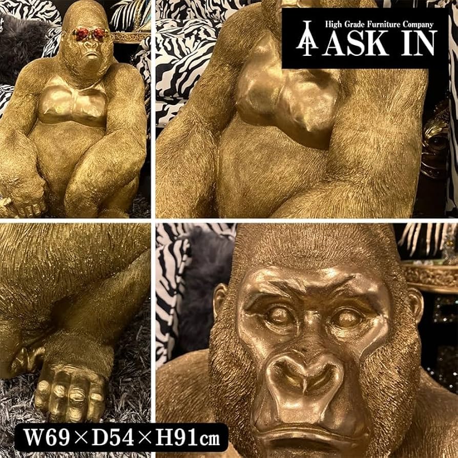 ゴリラ 91cm ゴールド オブジェ 置物 コング リアル 特大 ゴリラ 91cm ゴールド オブジェ 特大 置物 コング オーナメント