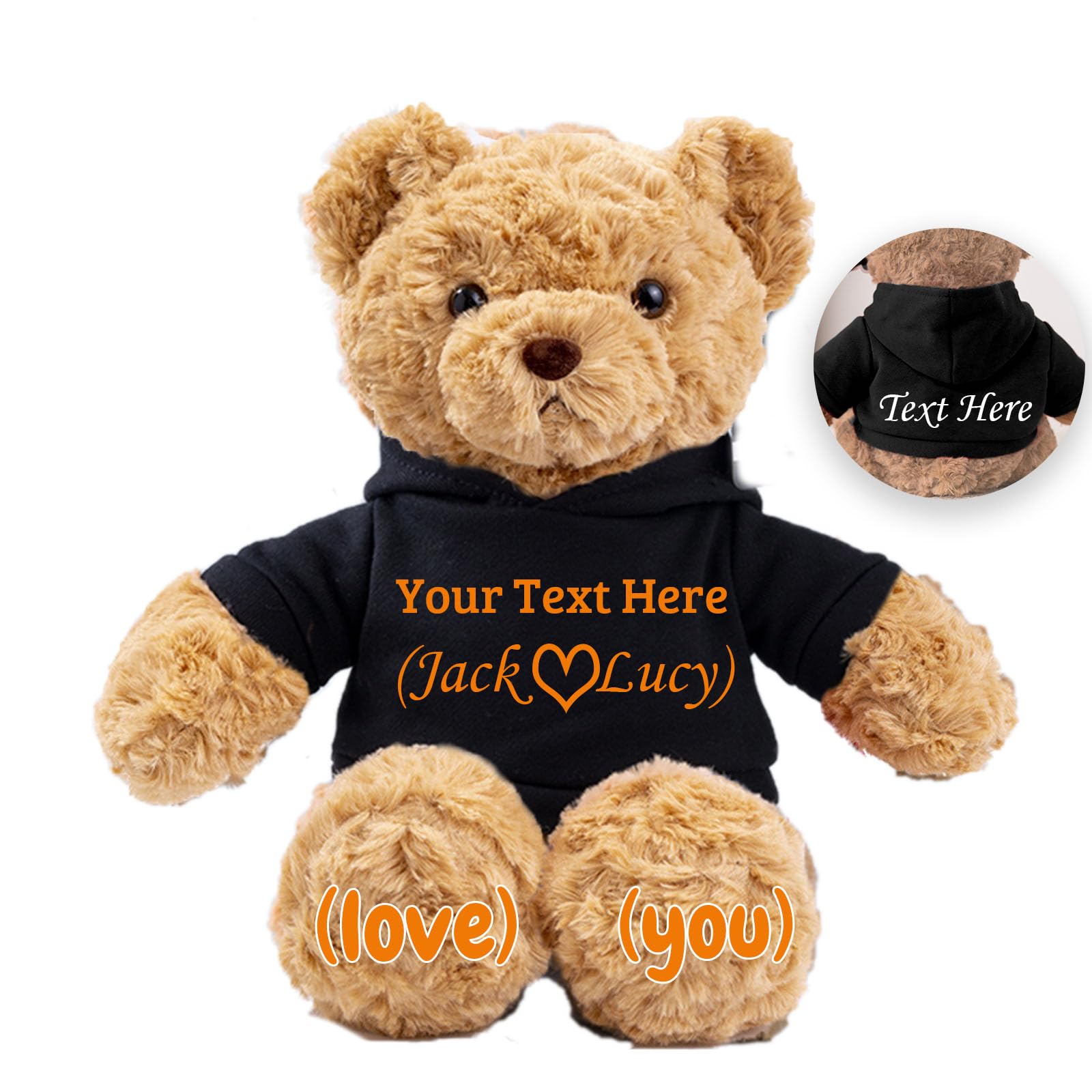 JABECODIFA Personalised Teddy Bear for Her Him Bear Plush with Custom Text+Photo, Personalised Gifts Teddy Bear Stuffed as for Valentines Day Christmas Day Birthday (13-IN-Text+Photo)