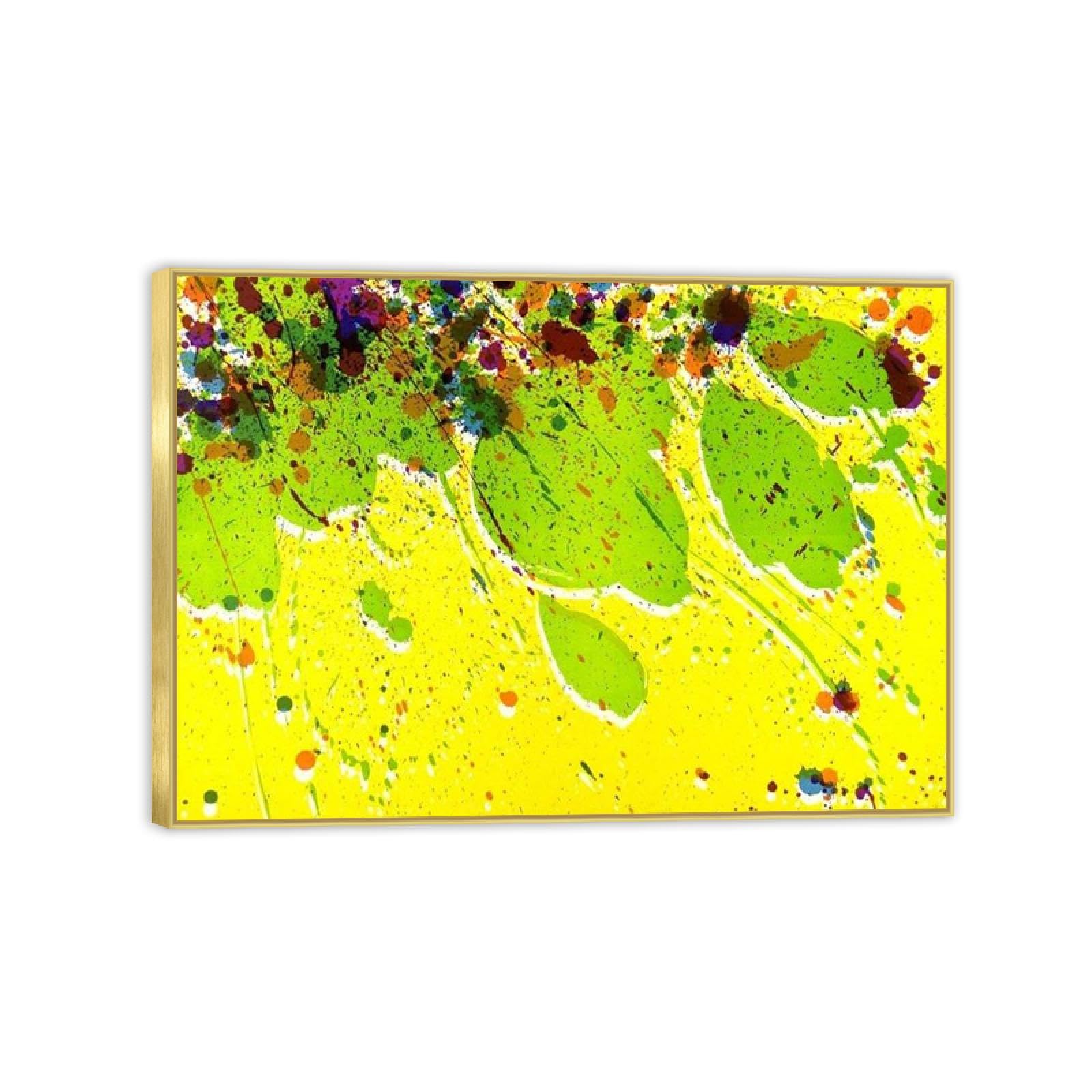 RYLJCZ Walasse Ting Impresiones en Lienzo - Reproducción de Pinturas Famosas abstractas enmarcadas - Figuier- Cuadros decoración de Sala de Estar 50x70cm (19,7x27,6in) Marco Dorado