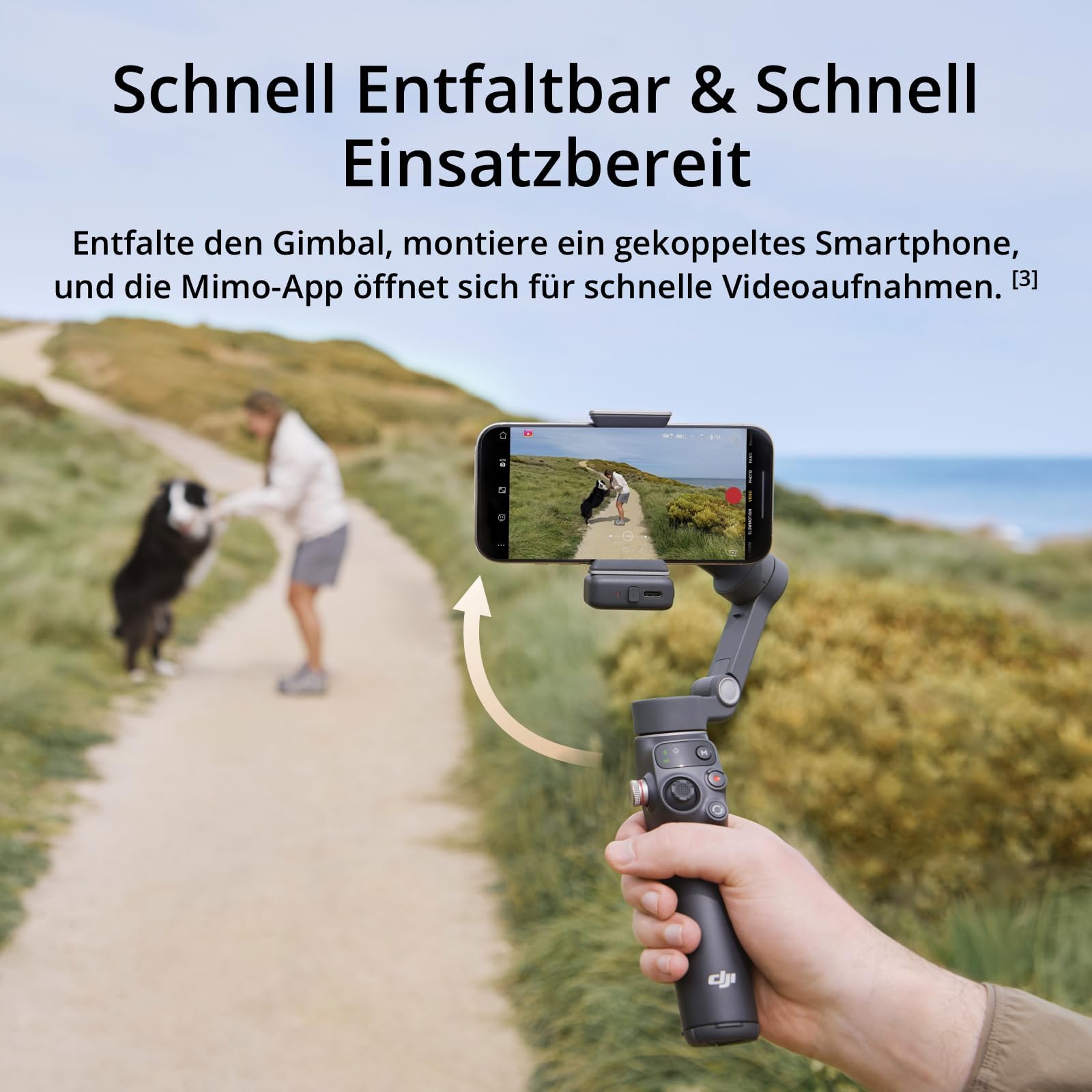 DJI Osmo Mobile 7P + Mic Mini TX (Polarweiß), Gimbal-Stabilisator für iPhone, Android, Natives Tracking, Audioempfang, Beleuchtung, 3-Achsen-Smartphone-Gimbal, Integrierter Verlängerungsstab & Stativ